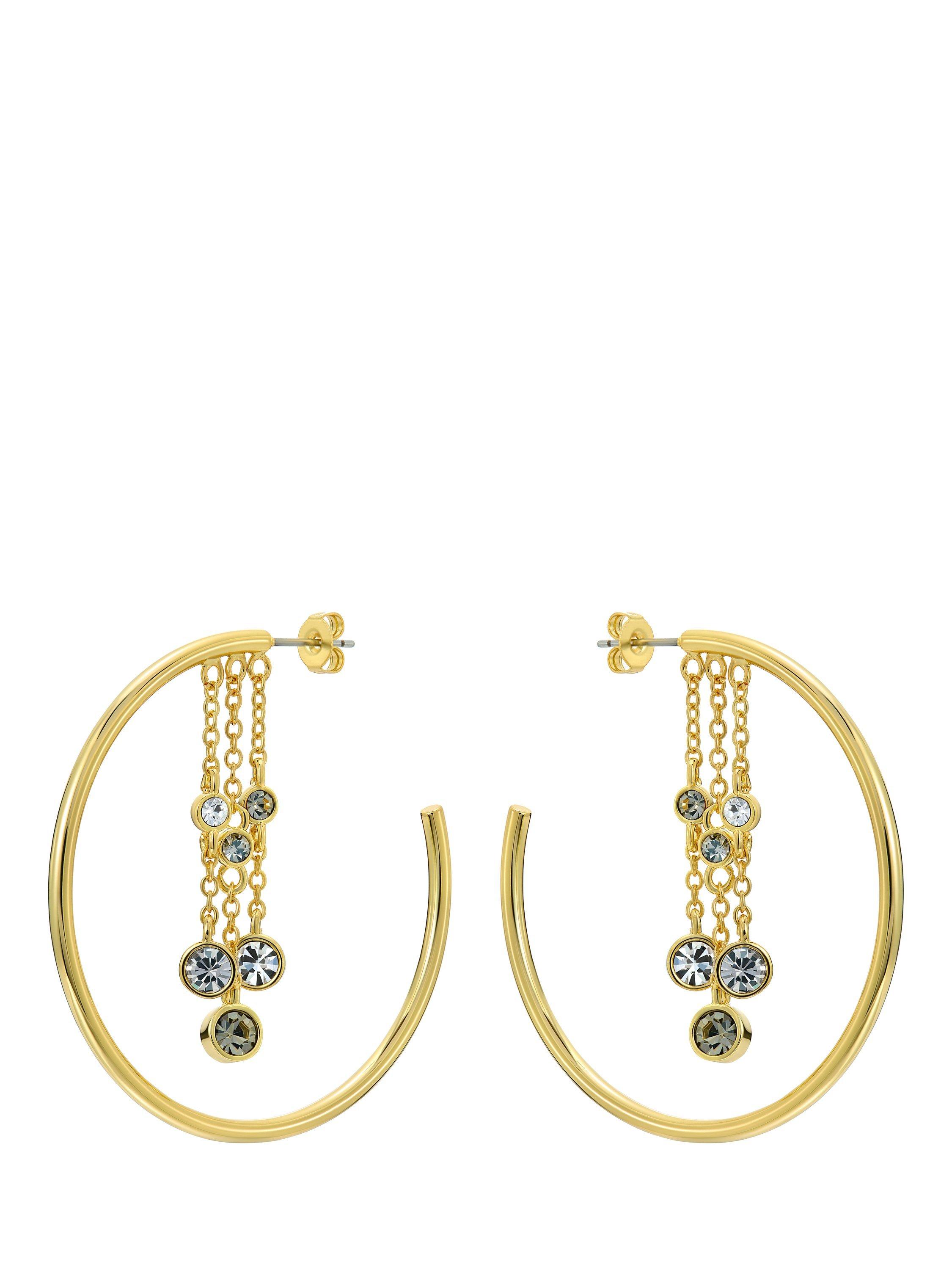 Product image 3 of 6, which shows Ted Baker Cassidy Cascade Hoop Crystal Earrings, Gold