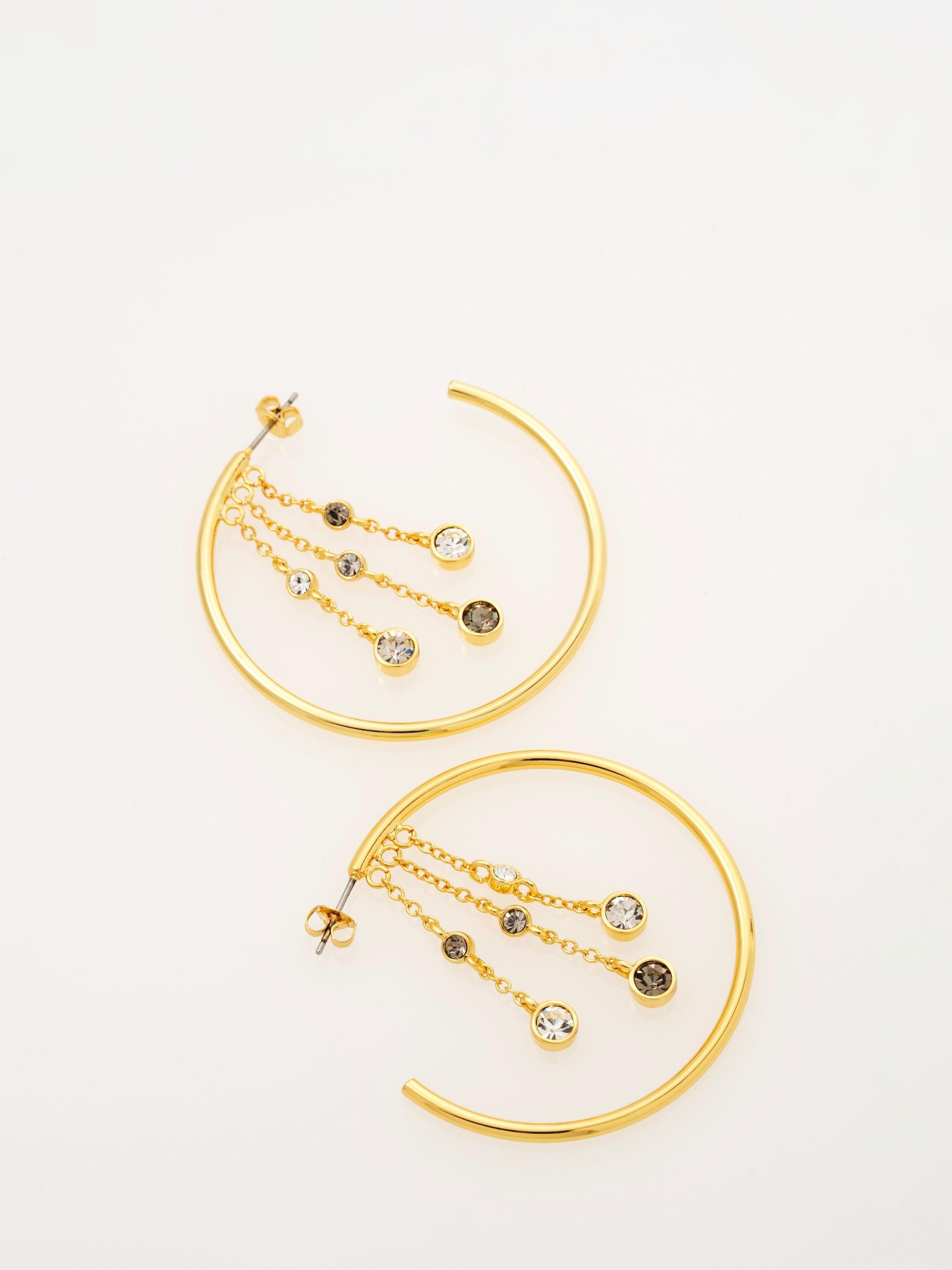 Product image 4 of 6, which shows Ted Baker Cassidy Cascade Hoop Crystal Earrings, Gold