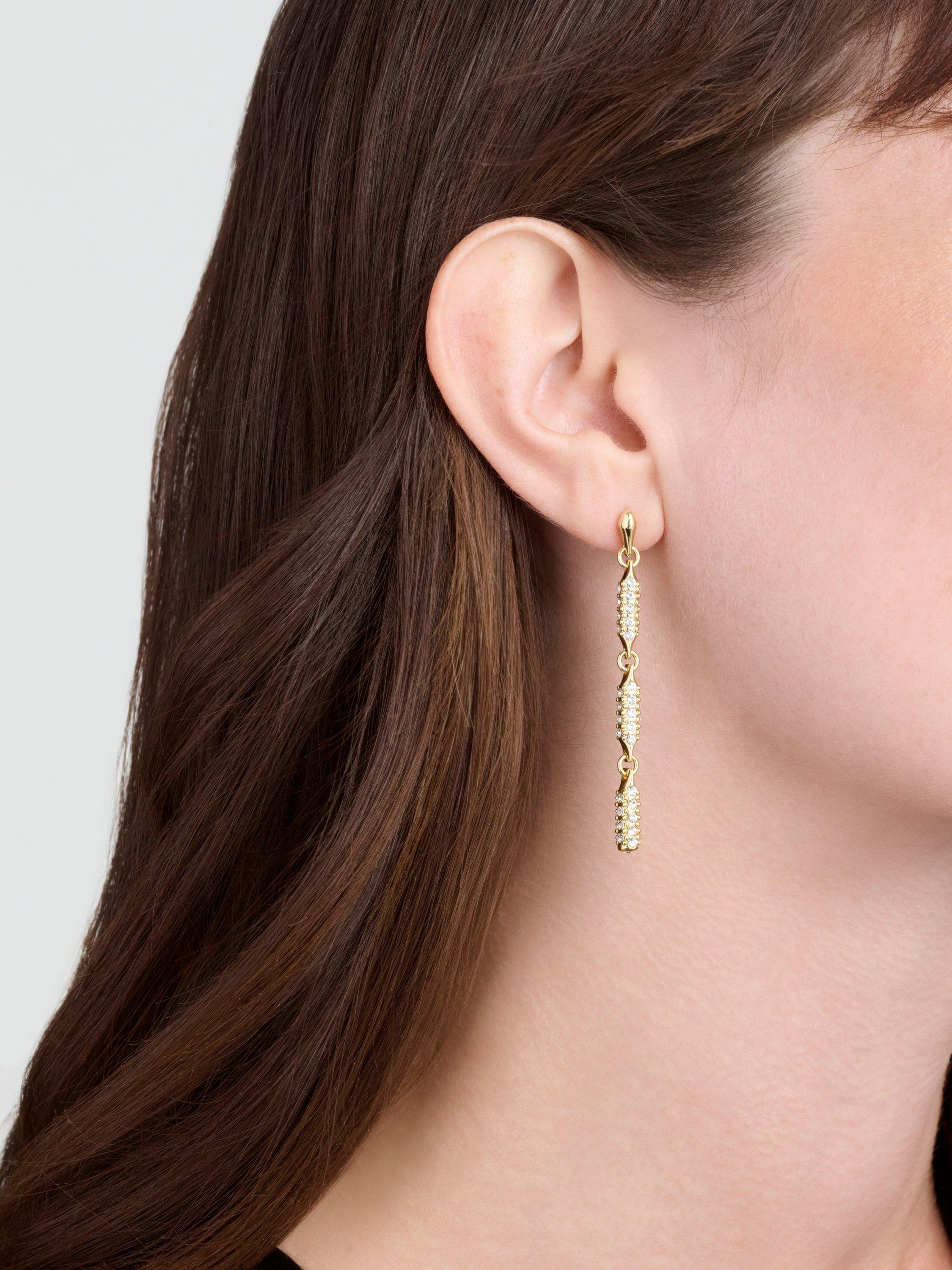 Product image 2 of 6, which shows Ted Baker Corinne Cosmic Drop Earrings, Gold/Clear Crystal