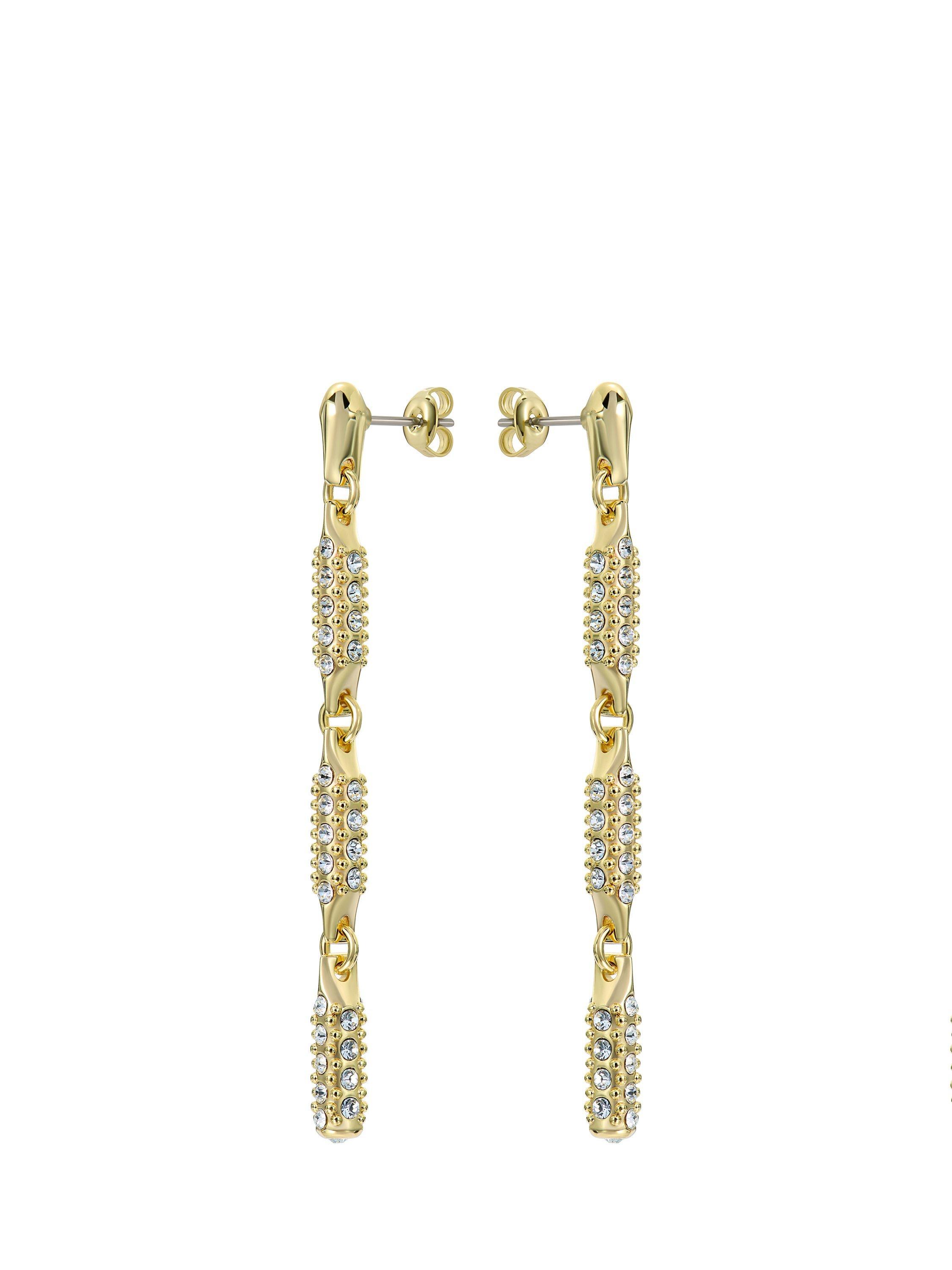 Product image 3 of 6, which shows Ted Baker Corinne Cosmic Drop Earrings, Gold/Clear Crystal