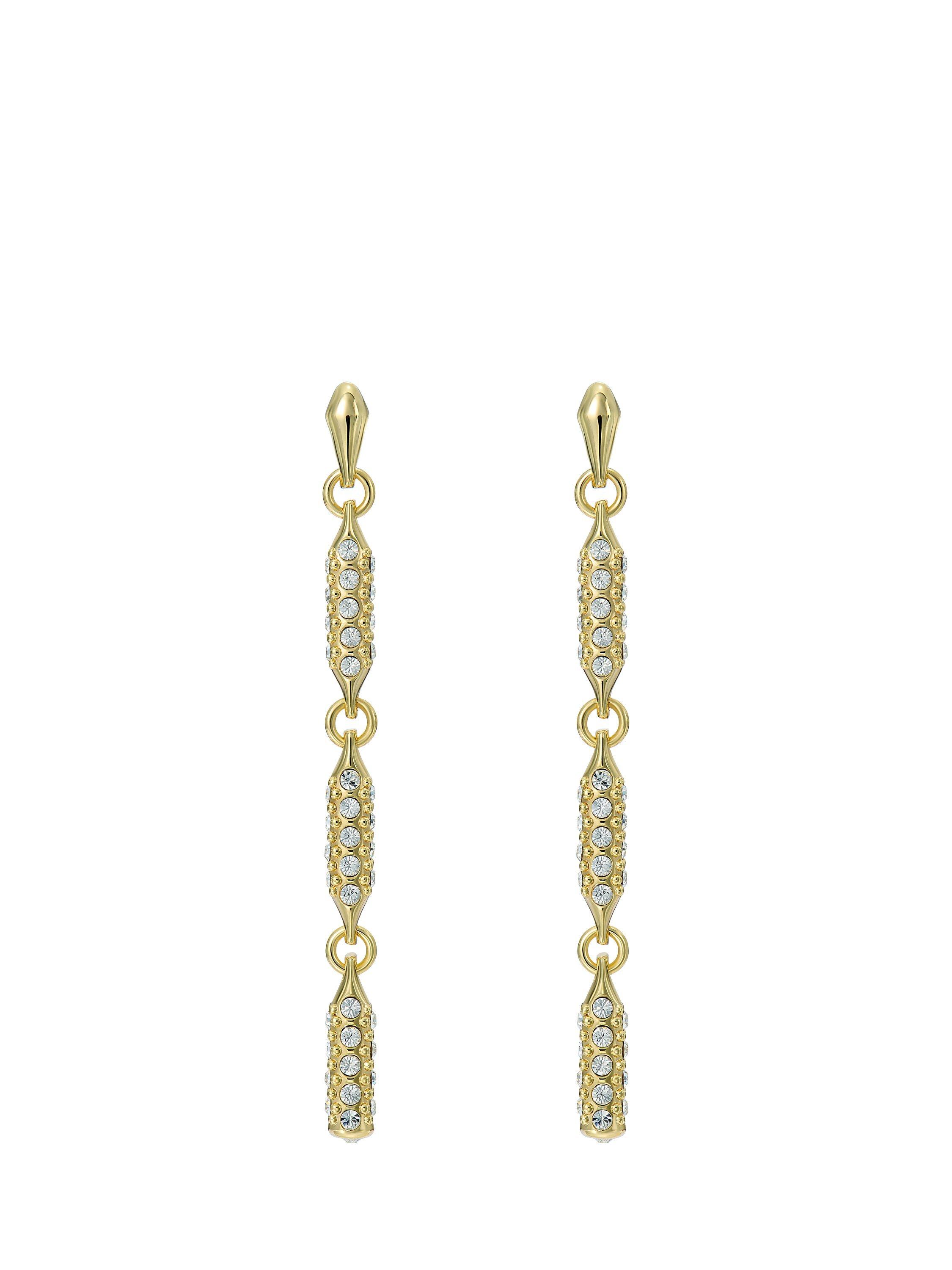 Product image 5 of 6, which shows Ted Baker Corinne Cosmic Drop Earrings, Gold/Clear Crystal