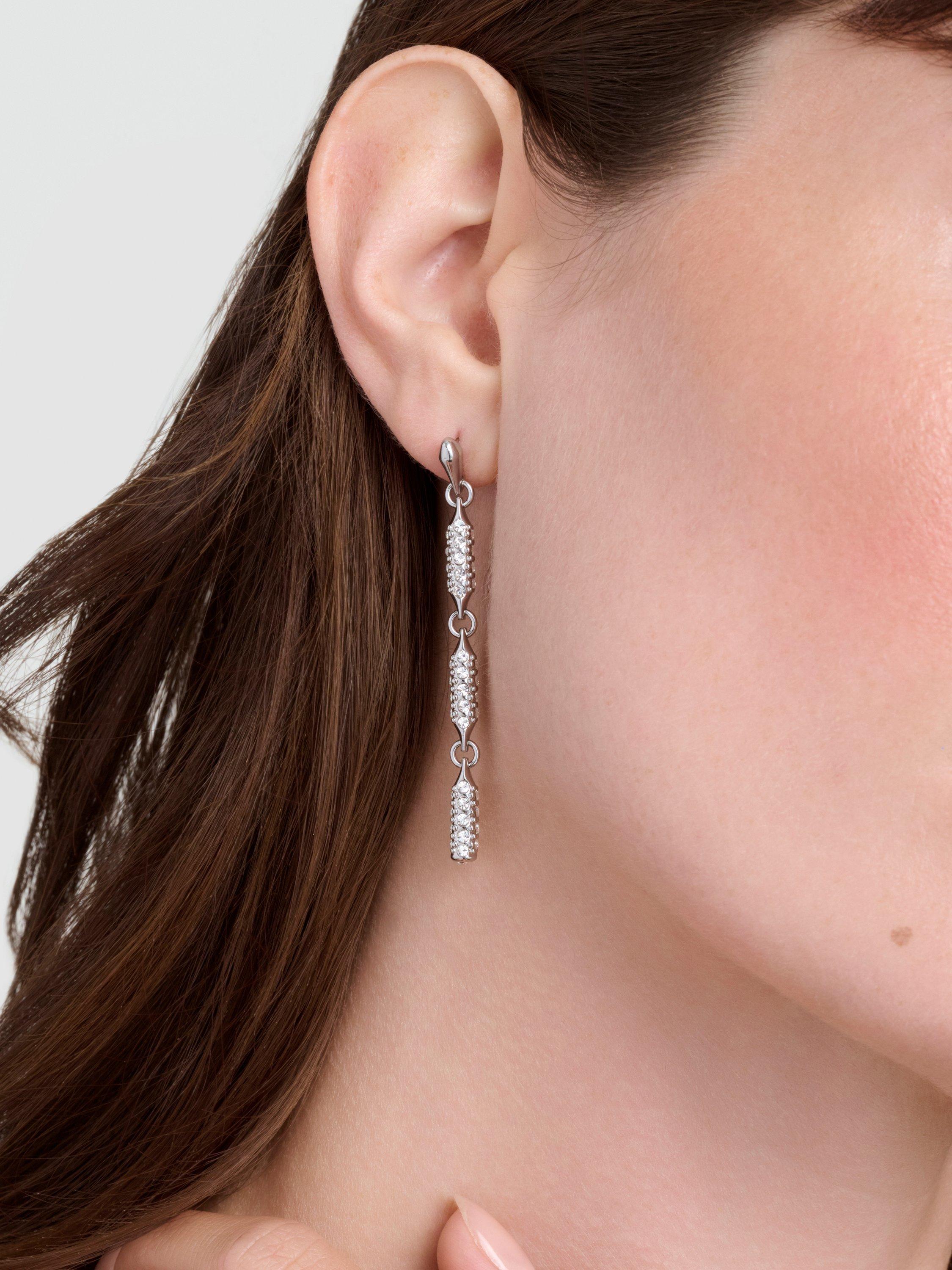 Product image 2 of 6, which shows Ted Baker Corinne Cosmic Drop Earrings, Silver/Clear Crystal