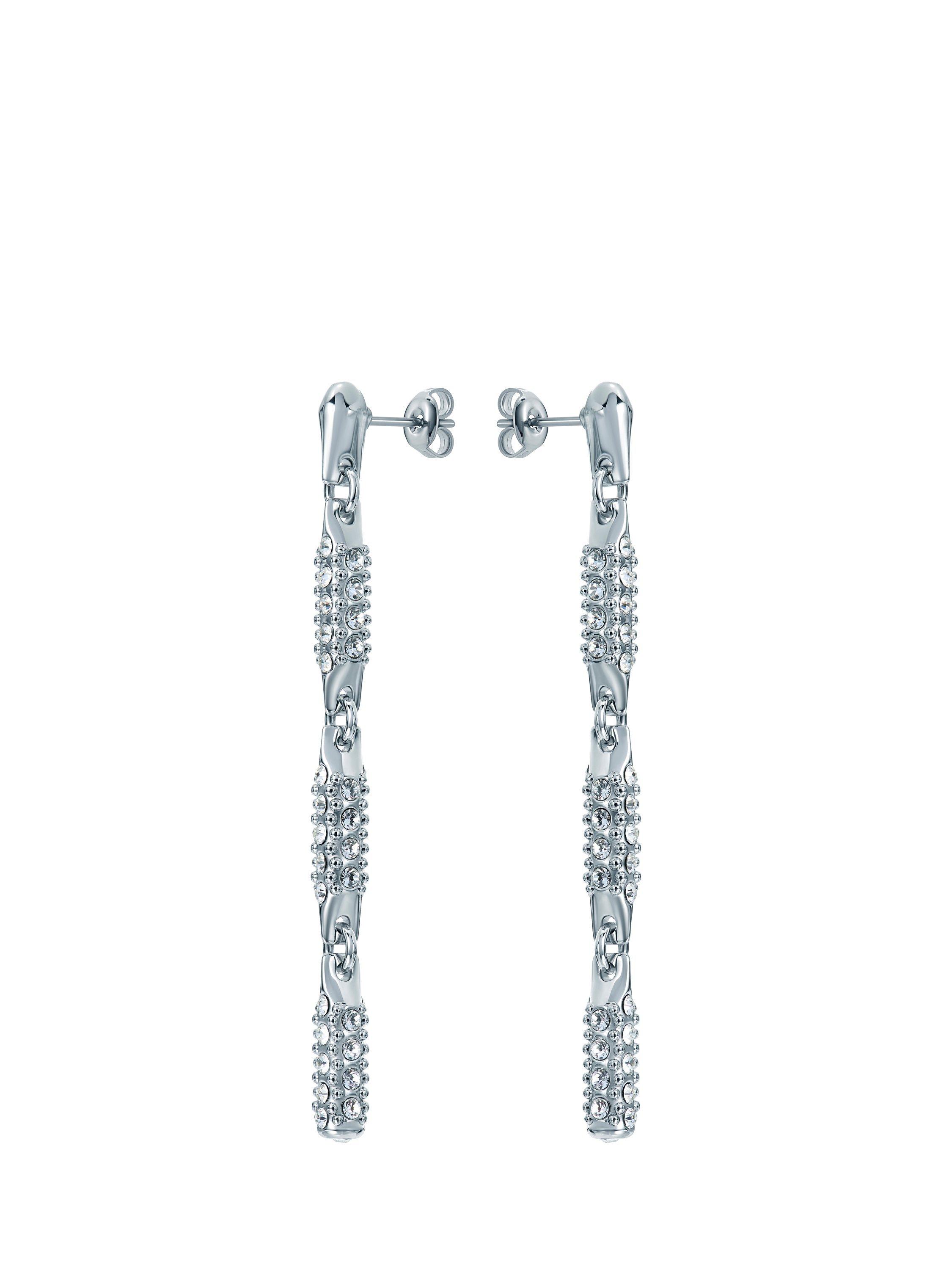 Product image 3 of 6, which shows Ted Baker Corinne Cosmic Drop Earrings, Silver/Clear Crystal