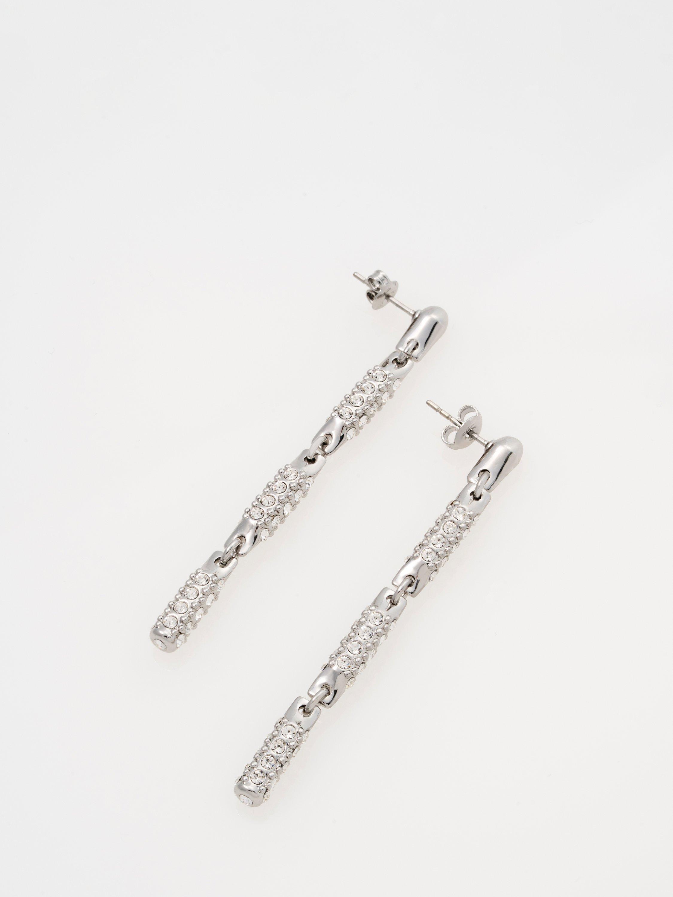 Product image 4 of 6, which shows Ted Baker Corinne Cosmic Drop Earrings, Silver/Clear Crystal