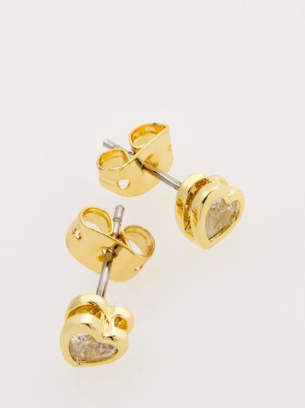 Ted Baker Harmony Mini Crystal Heart Stud Earrings - view 2, Gold
