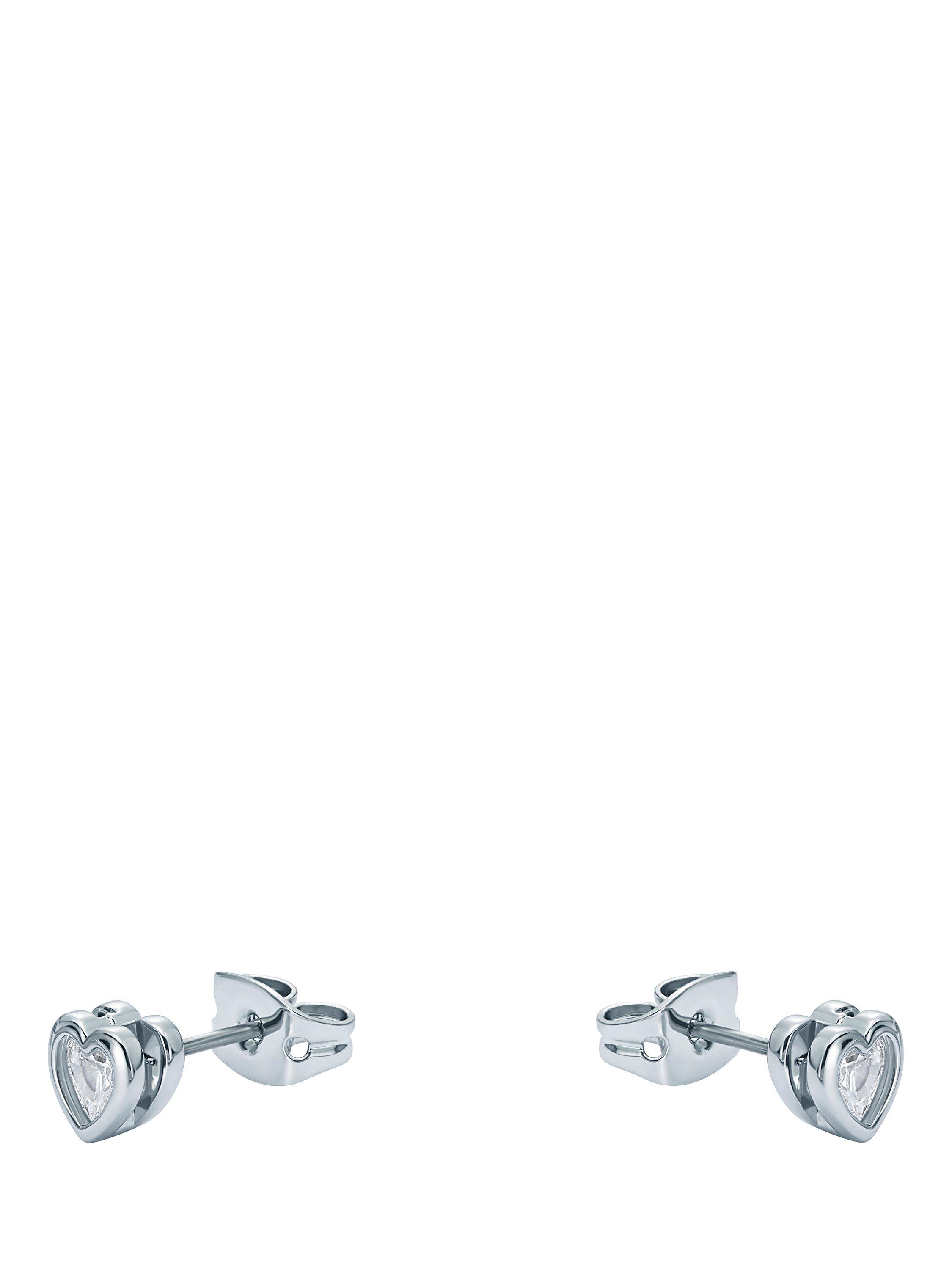 Product image 3 of 6, which shows Ted Baker Harmony Mini Crystal Heart Stud Earrings, Silver