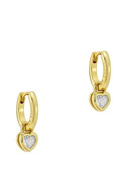 Ted Baker Harper Mini Crystal Heart Huggie Earrings, Gold