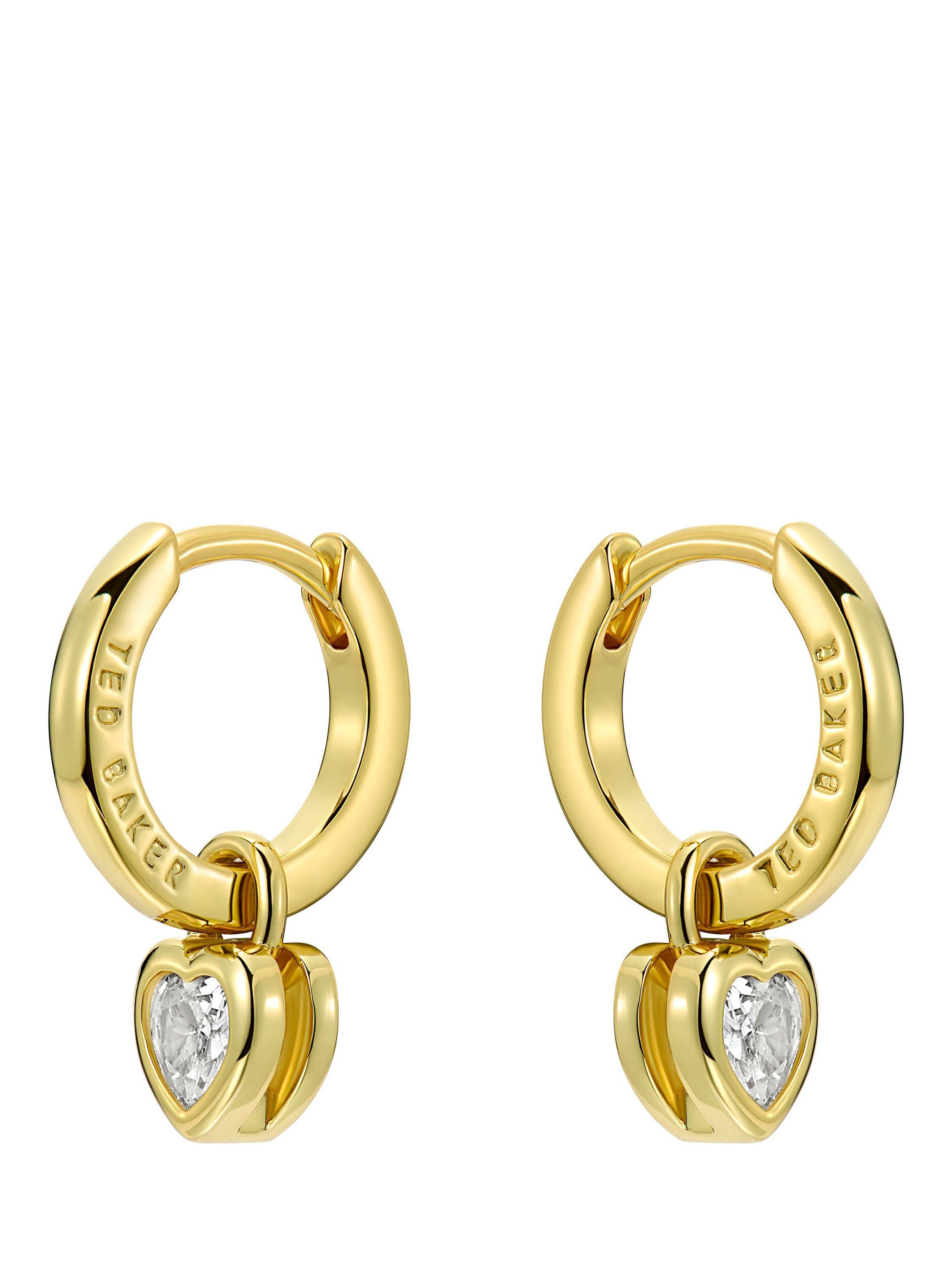 Product image 5 of 6, which shows Ted Baker Harper Mini Crystal Heart Huggie Earrings, Gold
