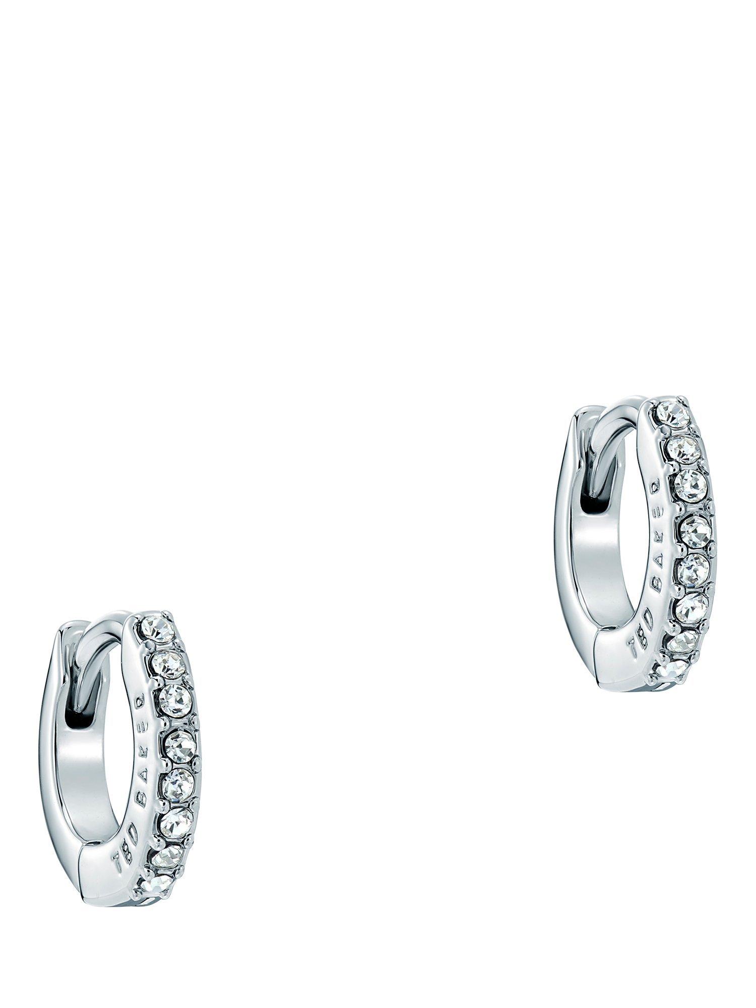 Product image 1 of 6, which shows Ted Baker Hettie Crystal Hoop Earrings, Silver