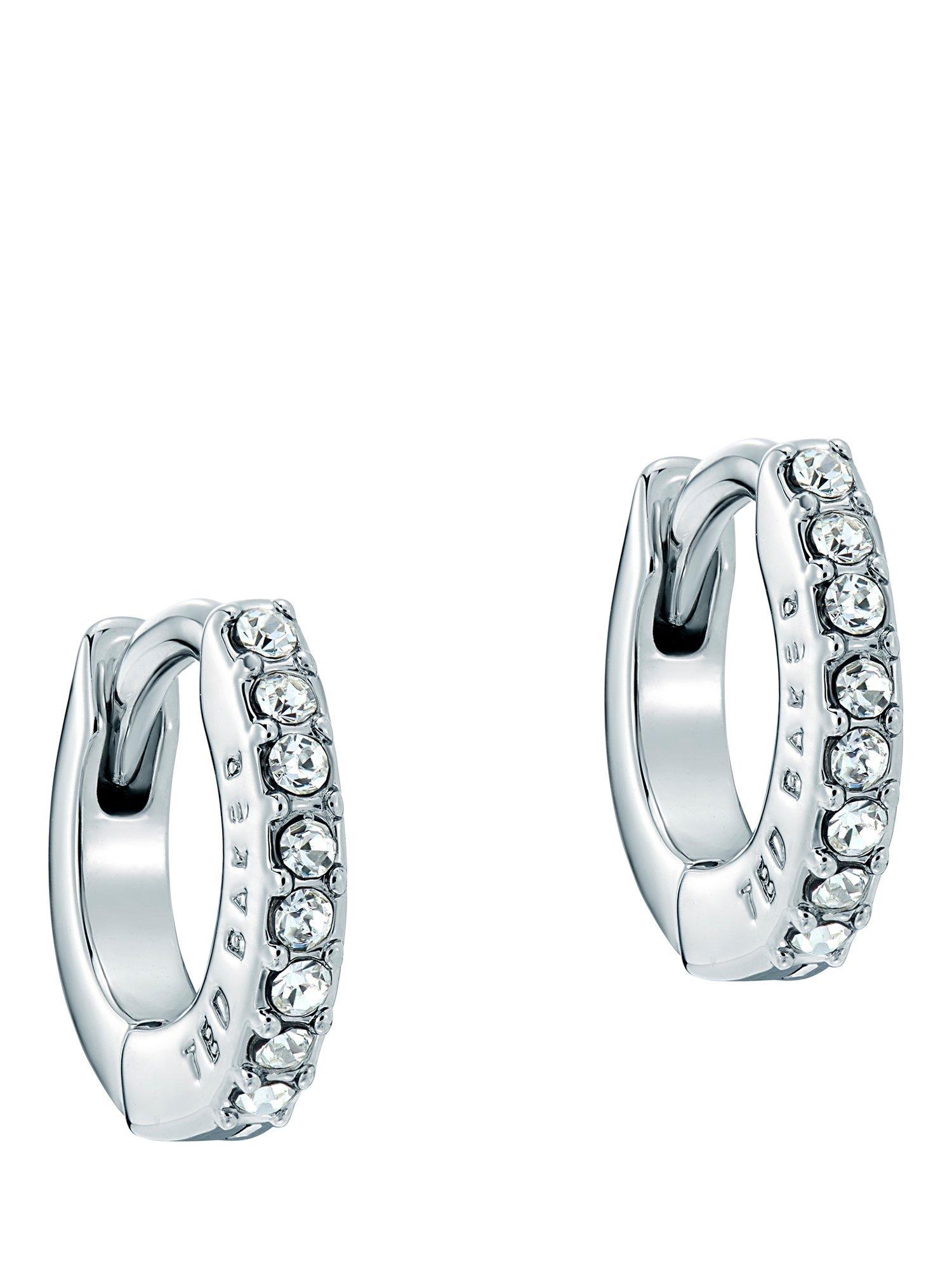 Product image 3 of 6, which shows Ted Baker Hettie Crystal Hoop Earrings, Silver