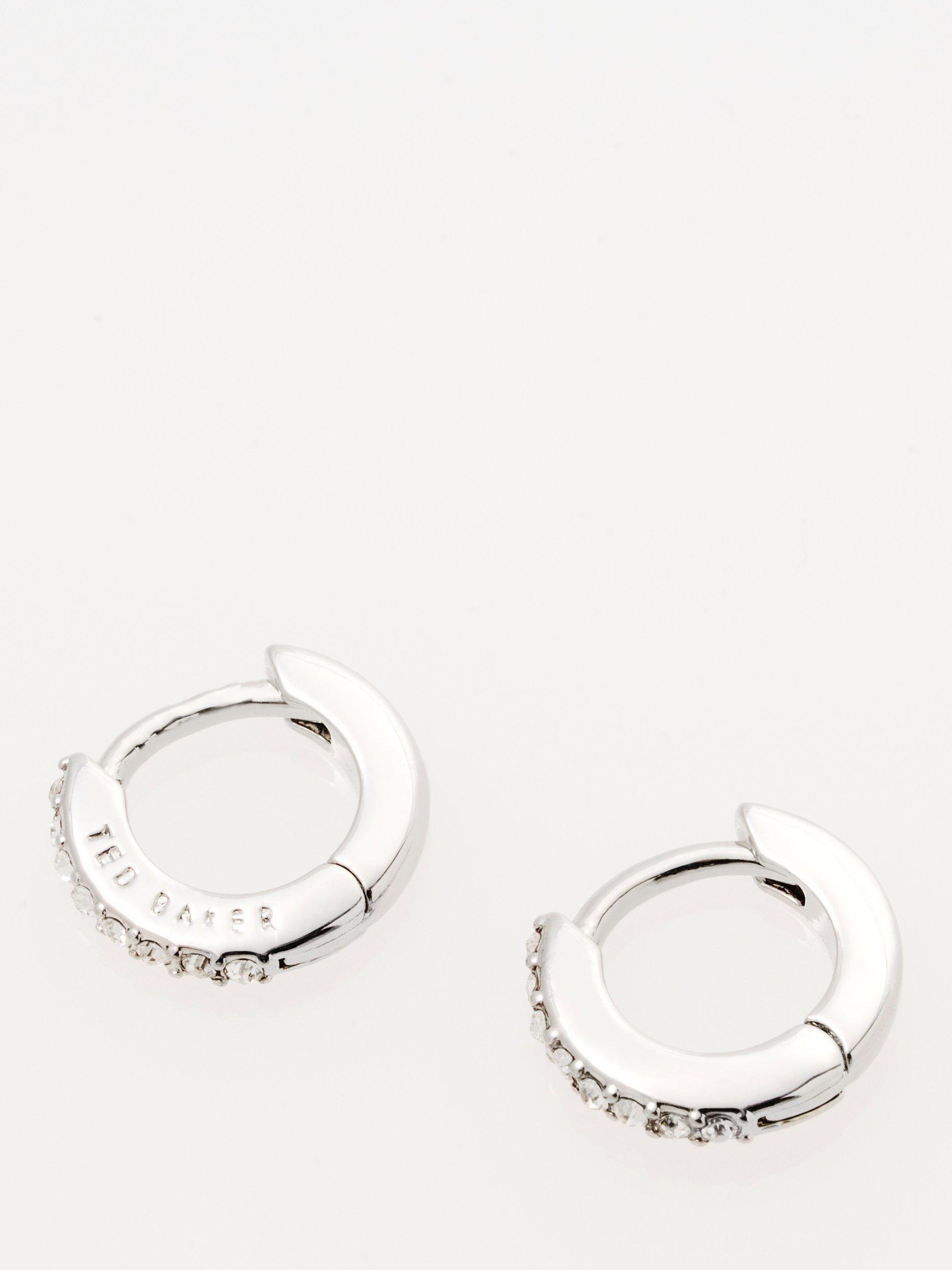 Product image 4 of 6, which shows Ted Baker Hettie Crystal Hoop Earrings, Silver