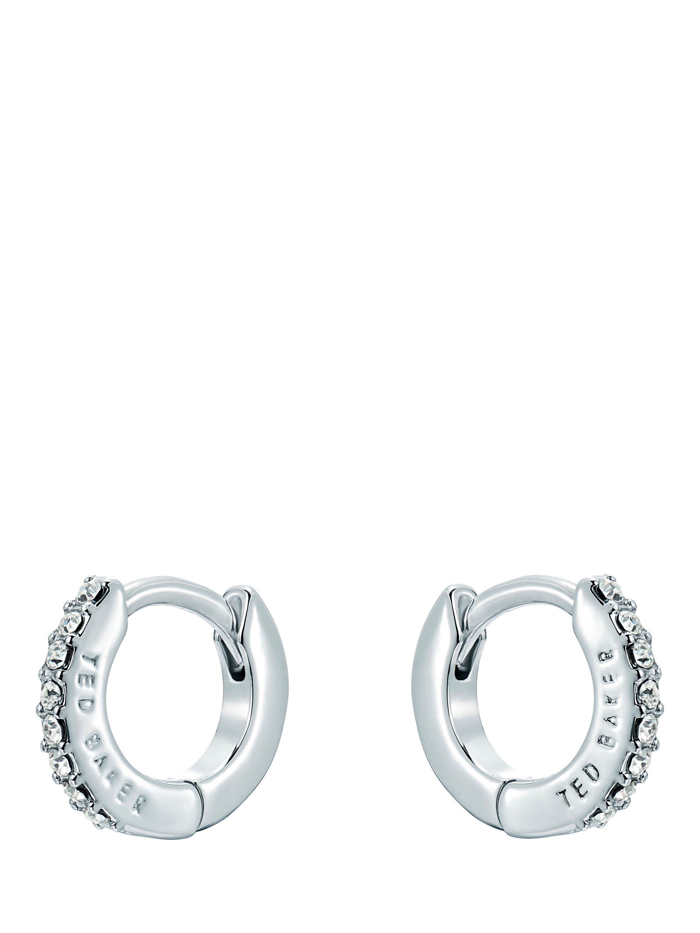 Product image 5 of 6, which shows Ted Baker Hettie Crystal Hoop Earrings, Silver