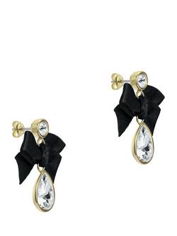 Ted Baker Ritala Ribbon Bow Crystal Drop Earrings, Gold/Black, Gold/Black