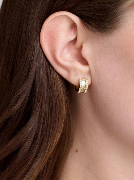 Ted Baker Rosy Crystal Roll Huggie Earrings - view 2, Gold
