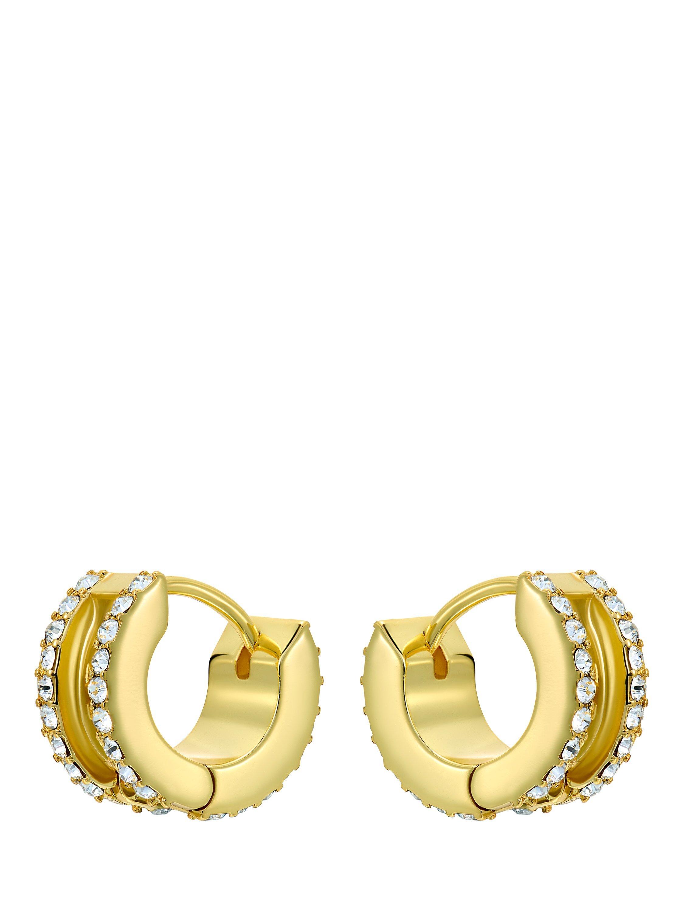 Product image 3 of 6, which shows Ted Baker Rosy Crystal Roll Huggie Earrings, Gold