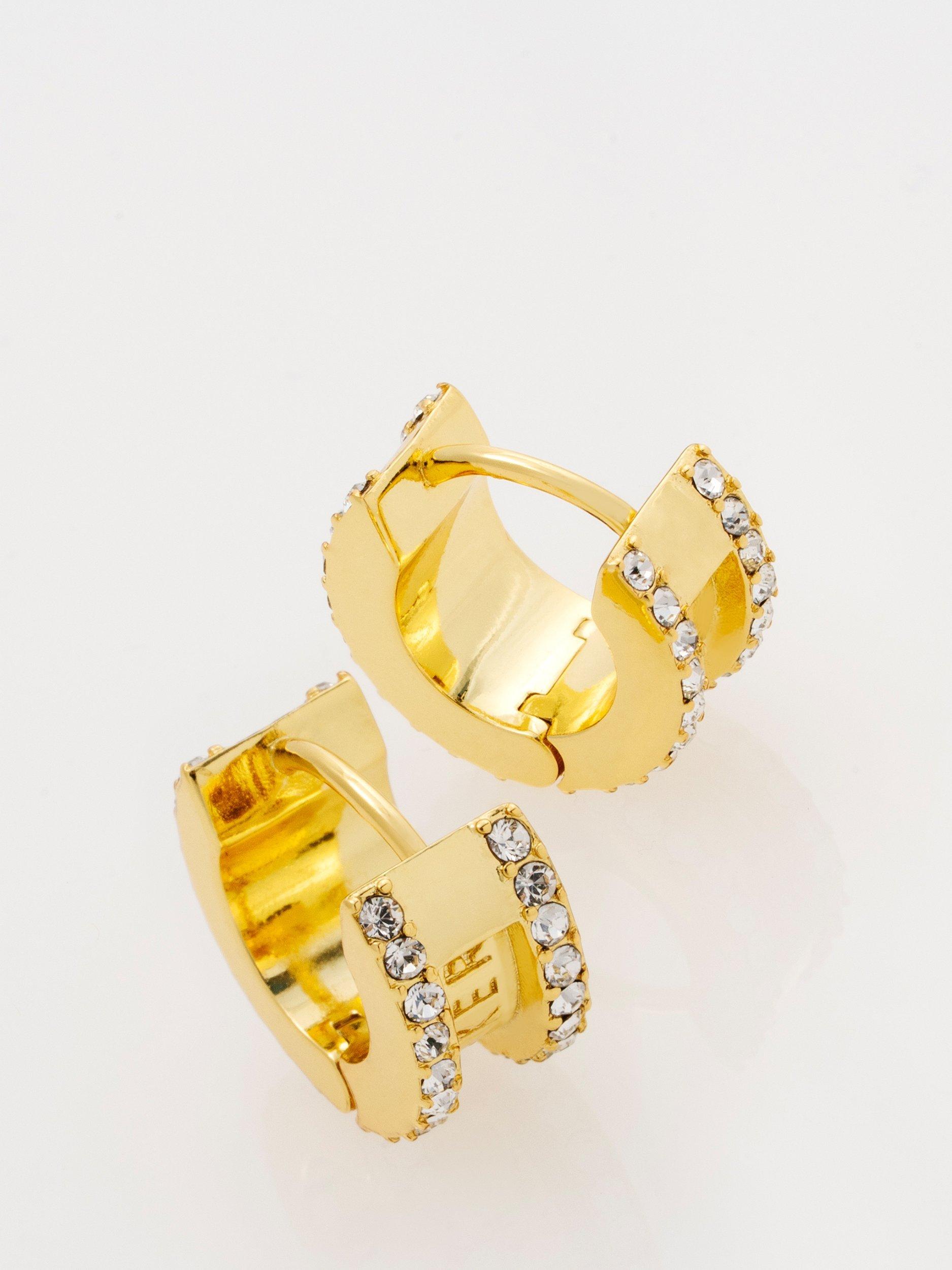 Product image 4 of 6, which shows Ted Baker Rosy Crystal Roll Huggie Earrings, Gold