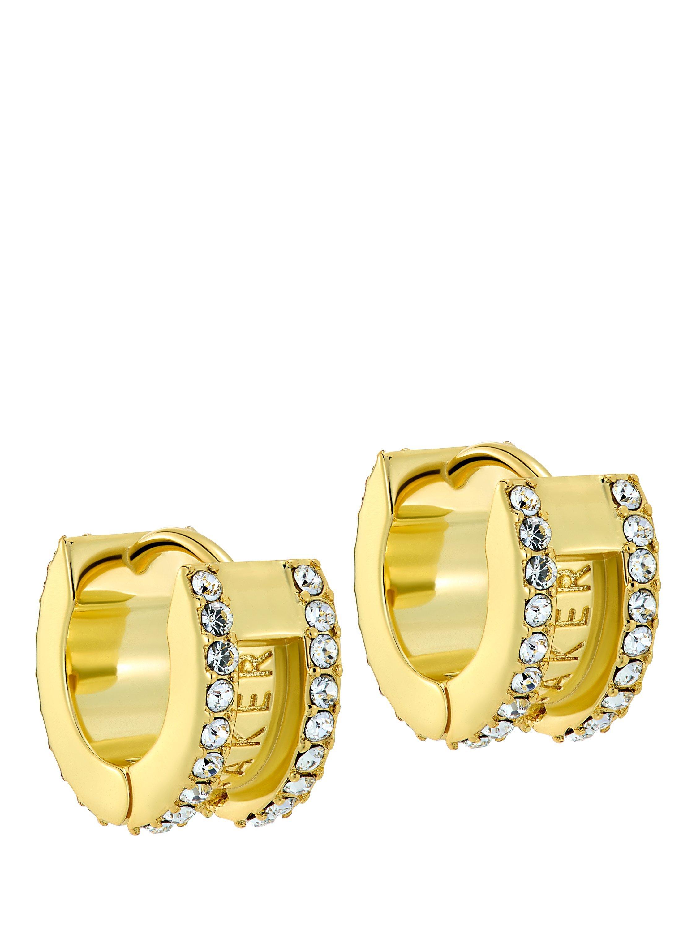 Product image 5 of 6, which shows Ted Baker Rosy Crystal Roll Huggie Earrings, Gold