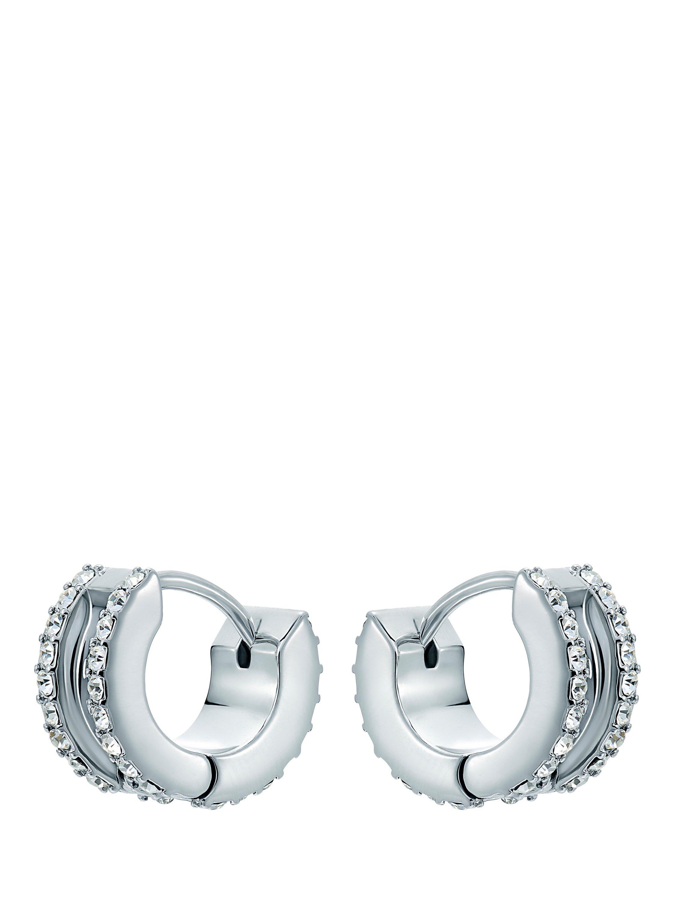 Product image 3 of 6, which shows Ted Baker Rosy Crystal Roll Huggie Earrings, Silver