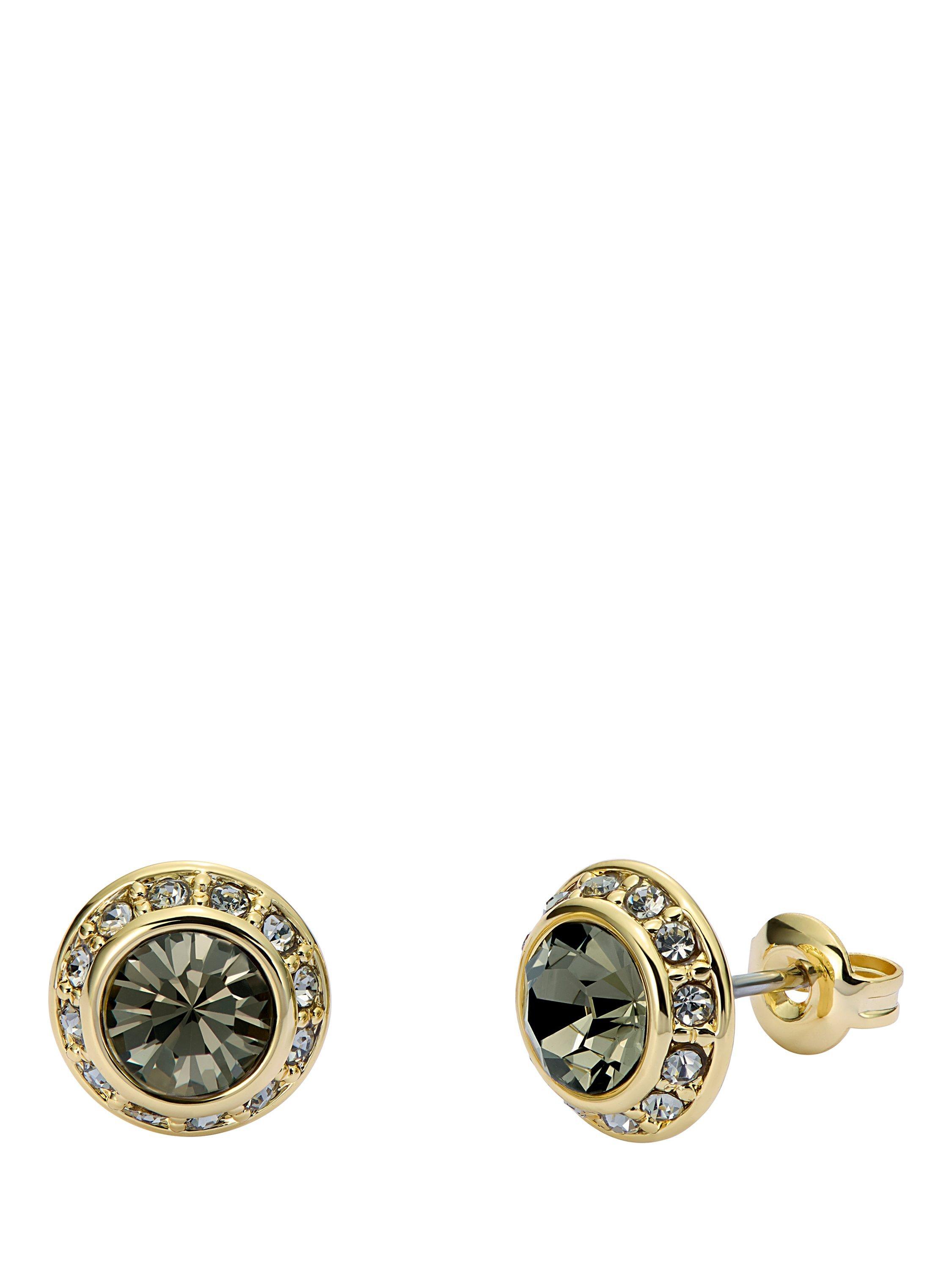 Product image 4 of 7, which shows Ted Baker Soletia Solitaire Sparkle Crystal Stud Earrings, Gold/Black