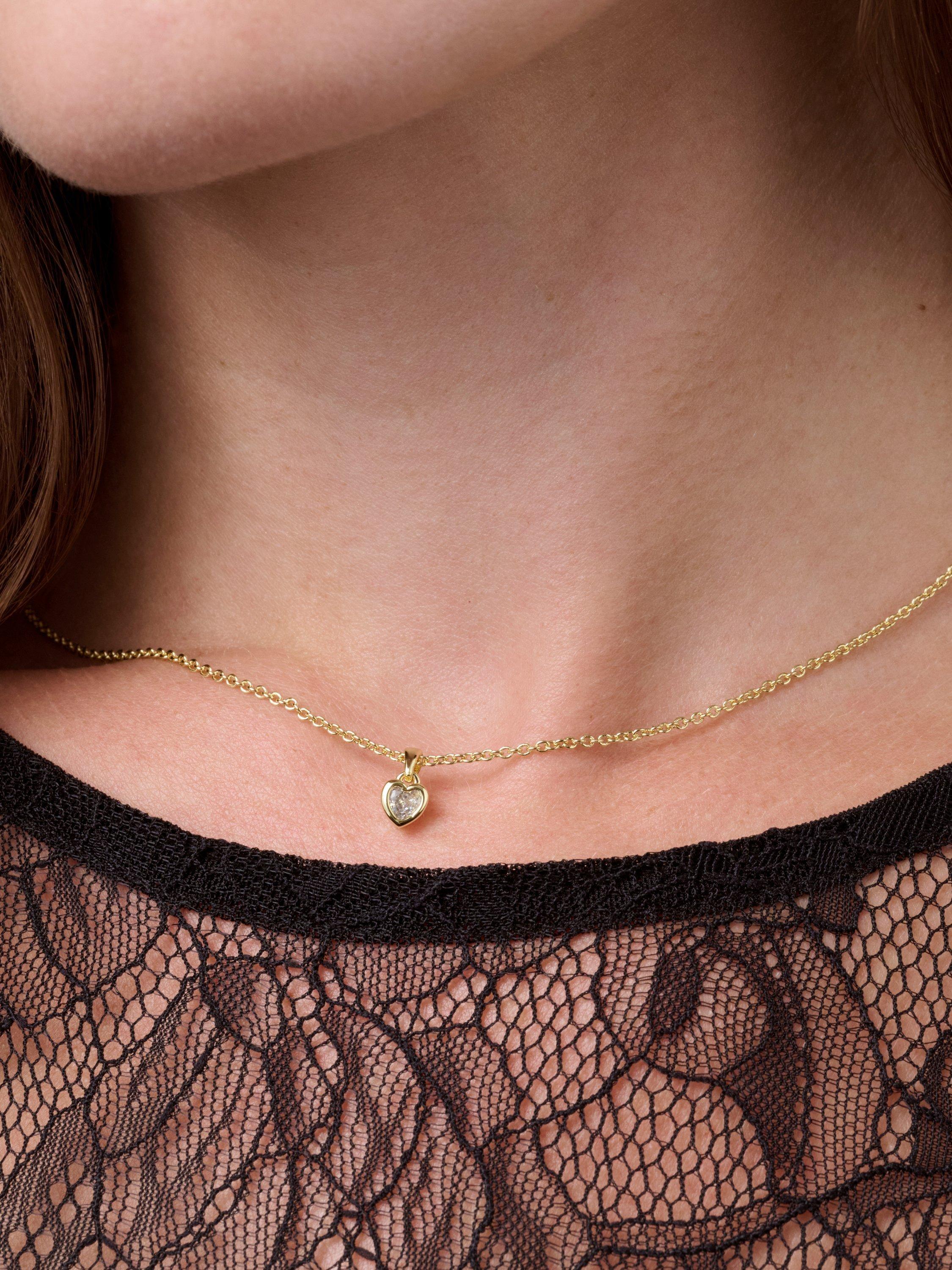 Product image 3 of 6, which shows Ted Baker Harlow Mini Crystal Heart Pendant Necklace, Gold