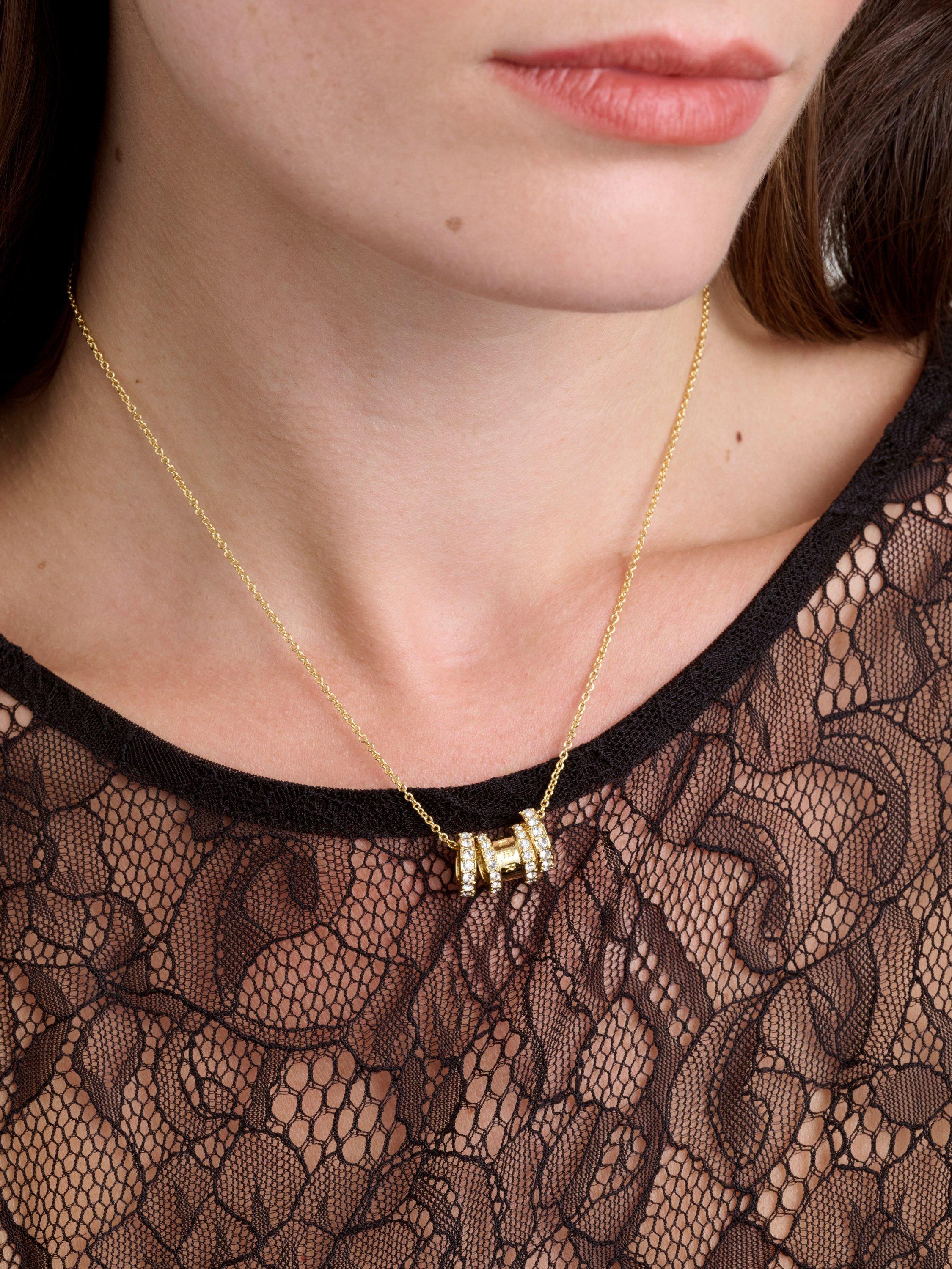 Product image 2 of 6, which shows Ted Baker Romie Crystal Roll Multi Pendant Necklace, Gold
