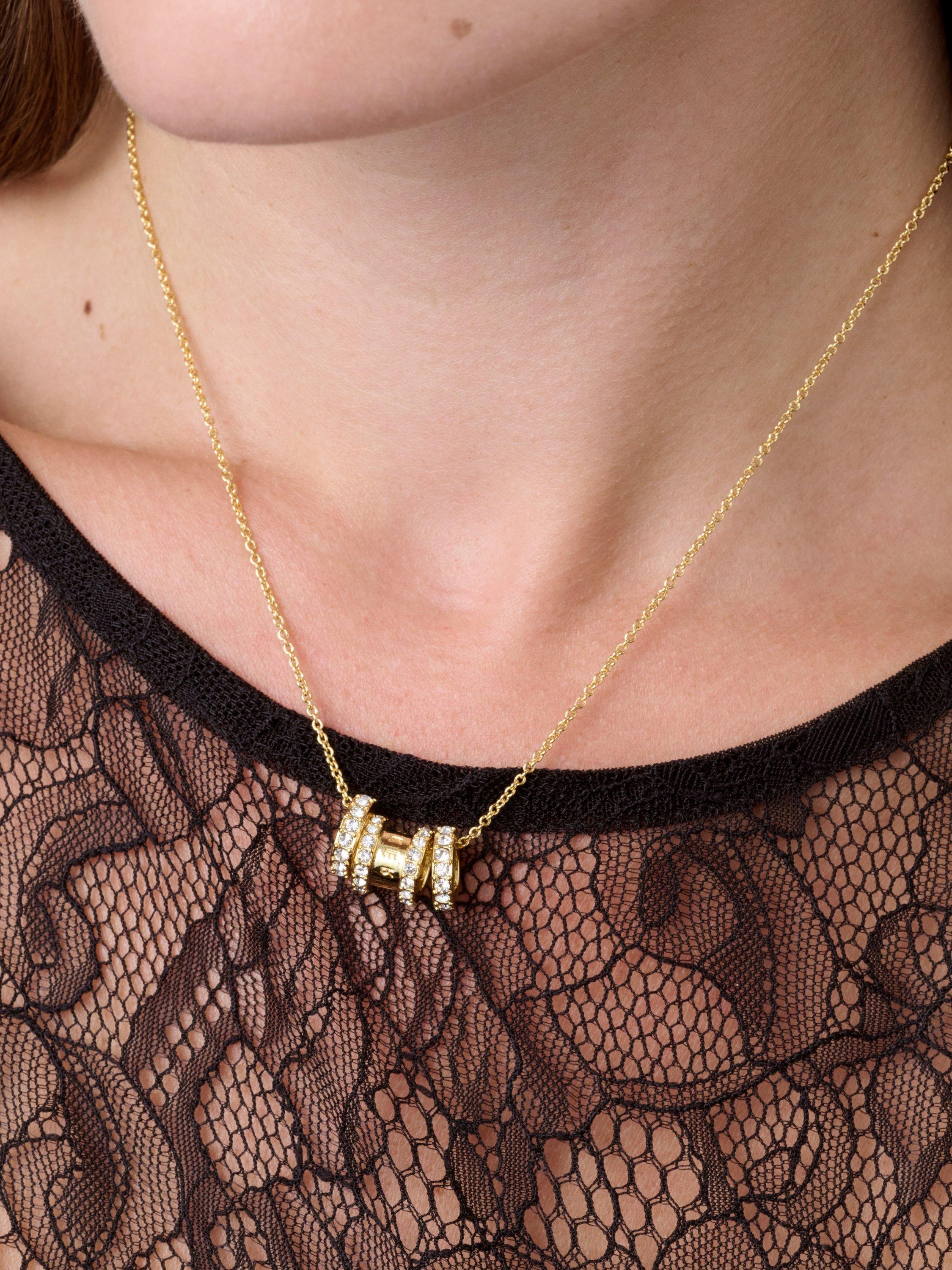 Product image 3 of 6, which shows Ted Baker Romie Crystal Roll Multi Pendant Necklace, Gold