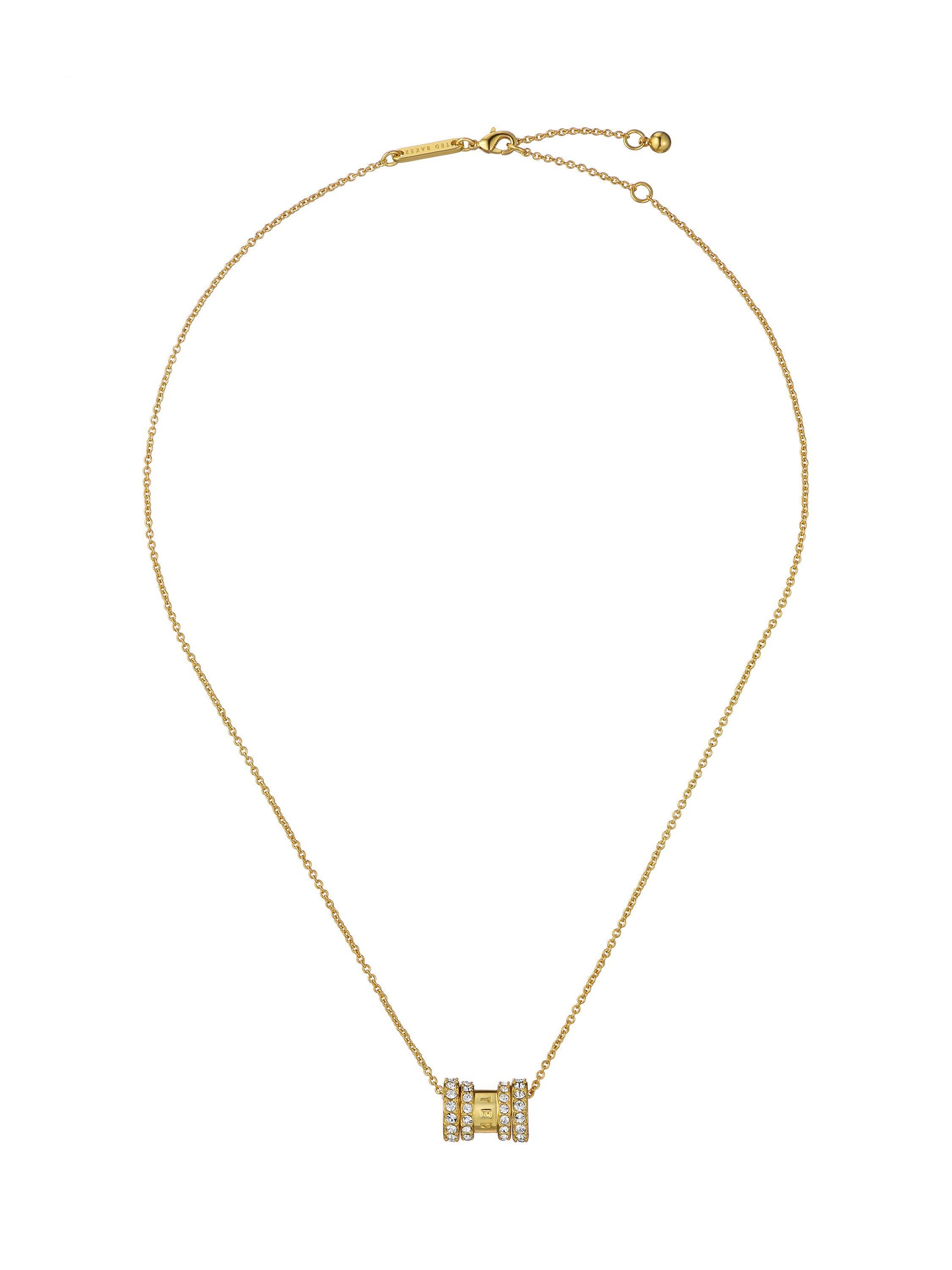 Product image 5 of 6, which shows Ted Baker Romie Crystal Roll Multi Pendant Necklace, Gold