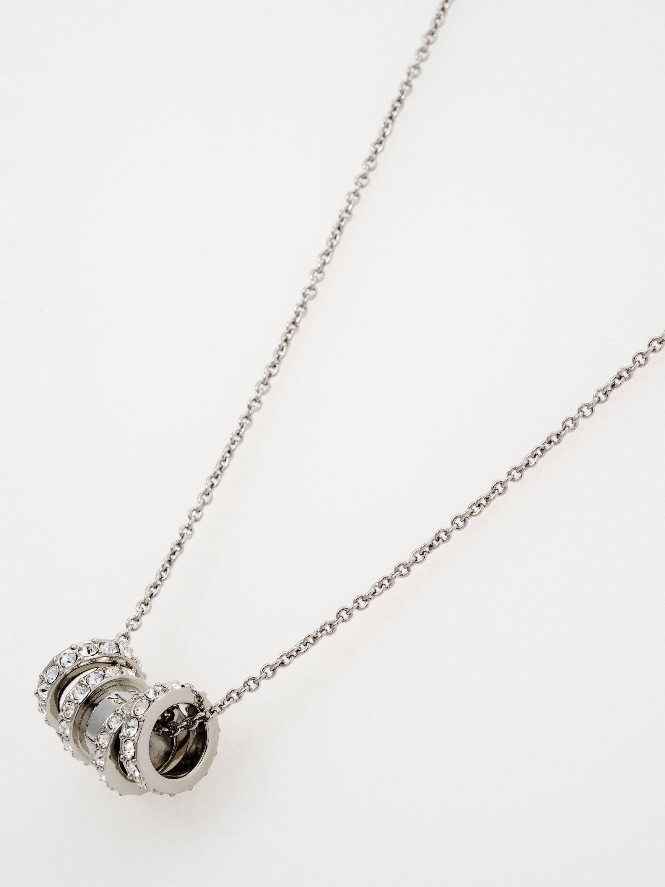 Product image 4 of 6, which shows Ted Baker Romie Crystal Roll Multi Pendant Necklace, Silver