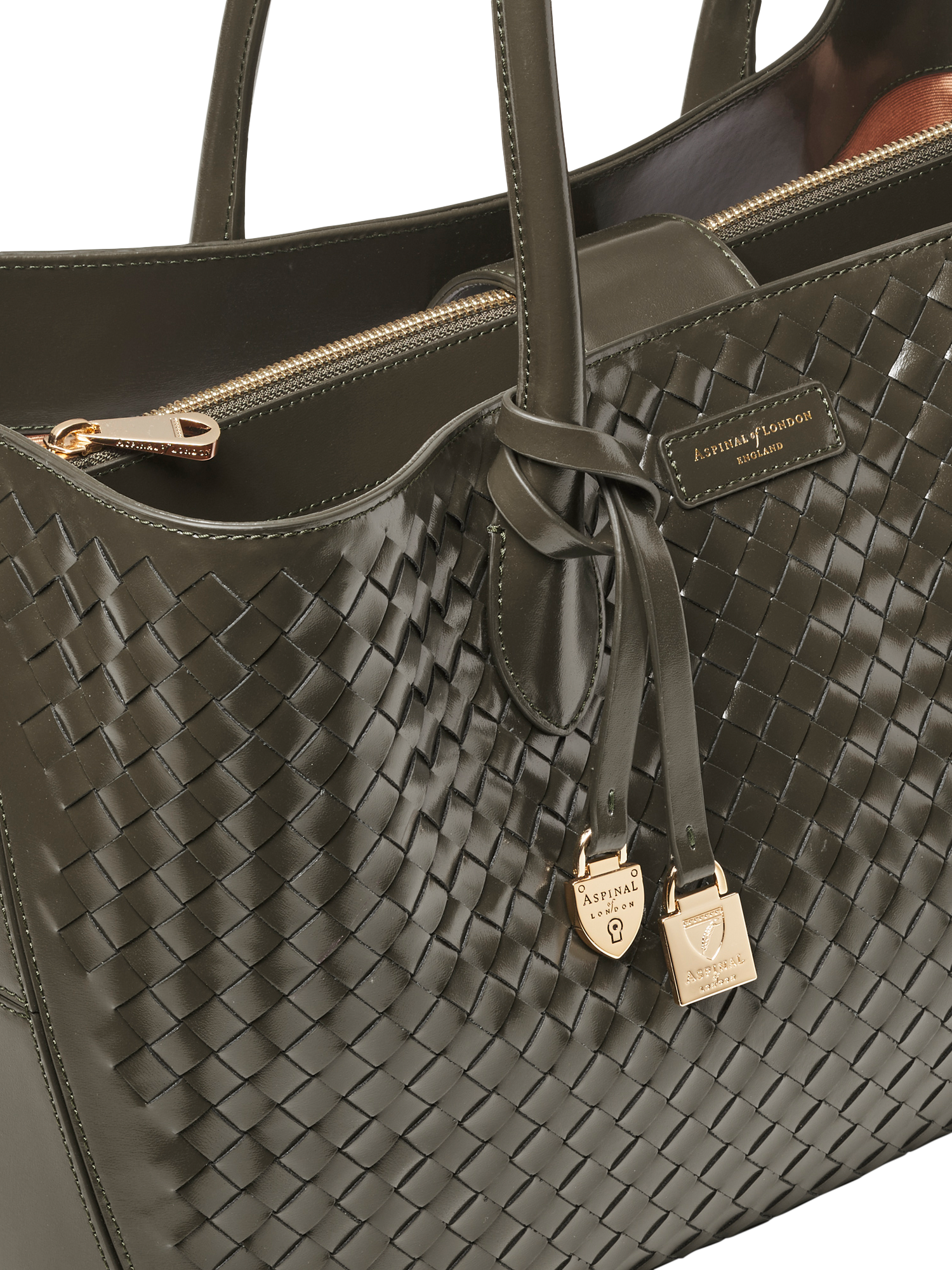 Product image 5 of 8, which shows Aspinal of London Leather Tote Bag, Evergreen