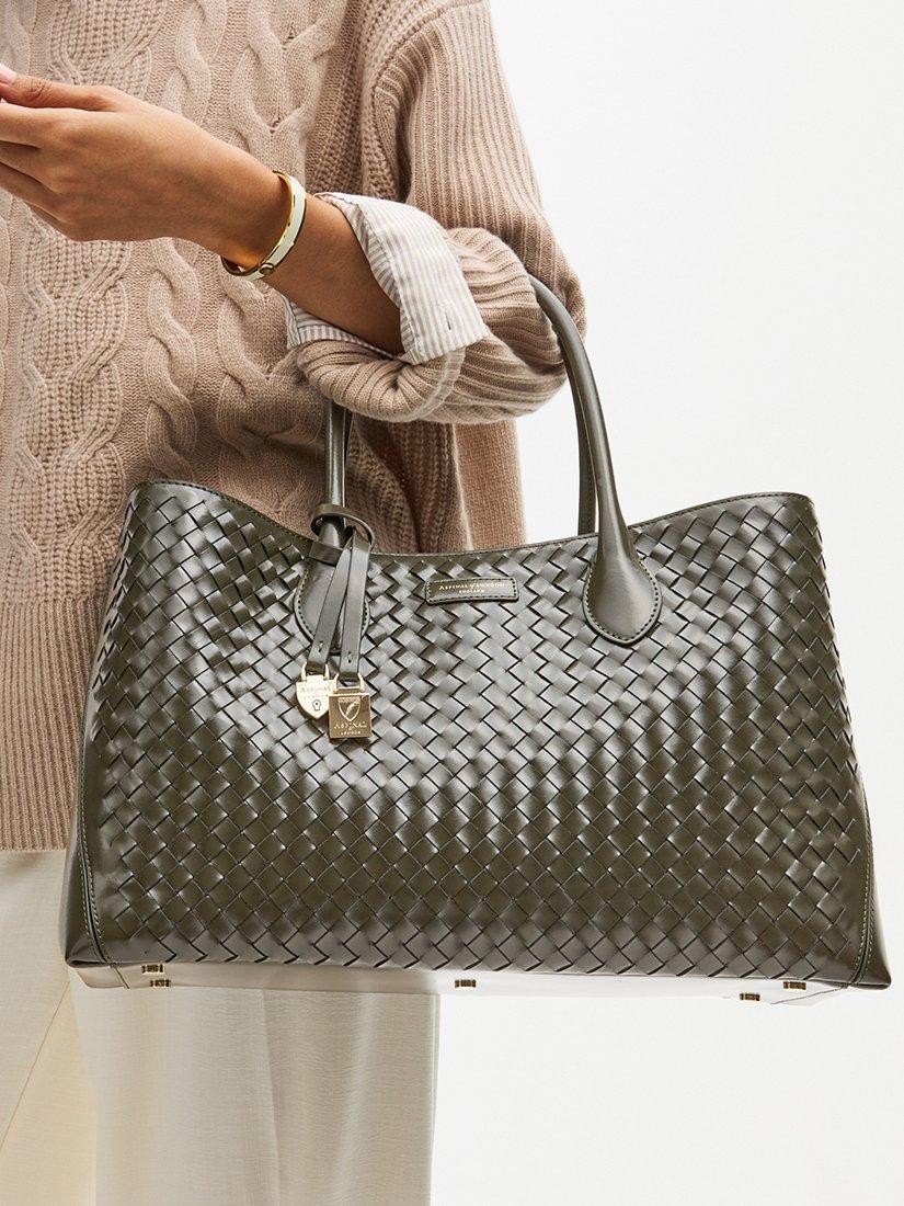 Product image 7 of 8, which shows Aspinal of London Leather Tote Bag, Evergreen