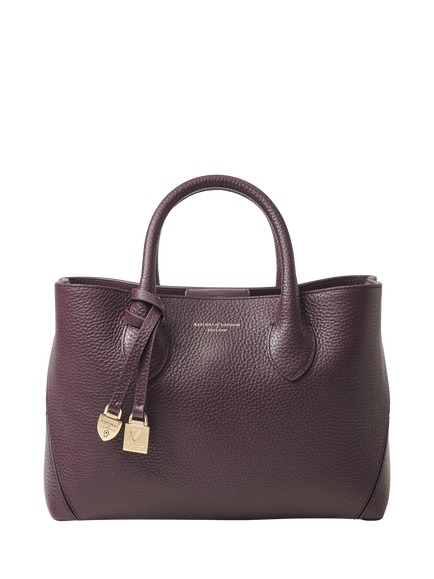 Aspinal of London Midi London Leather Tote Bag, Navy - view 2, Fig
