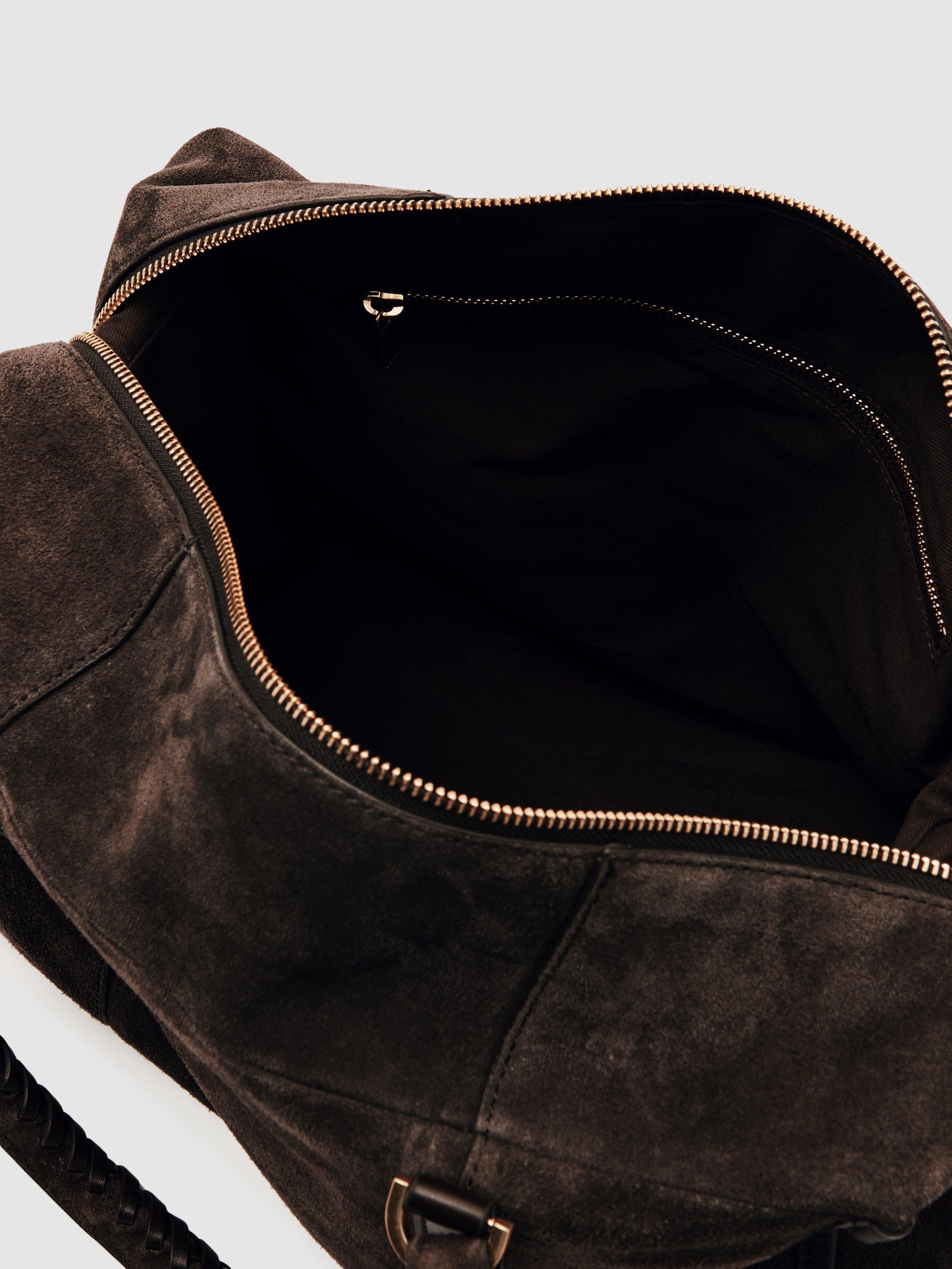 Product image 3 of 4, which shows Reiss Edie Suede Duffle Bag, Chocolate