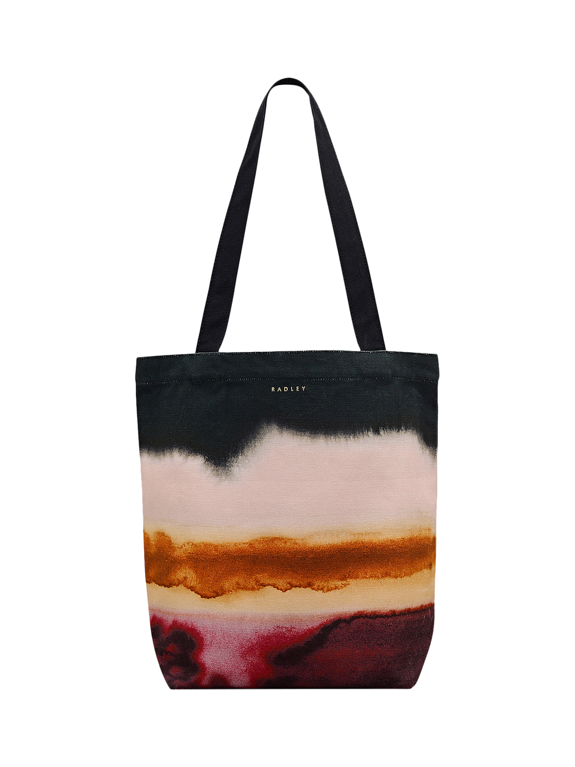Product image 1 of 4, which shows Radley Large Canvas Ombre Stripe Tote Bag, Black/Multi