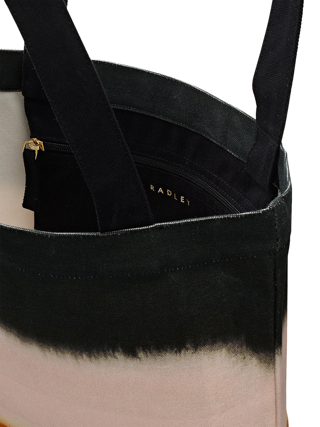Product image 3 of 4, which shows Radley Large Canvas Ombre Stripe Tote Bag, Black/Multi