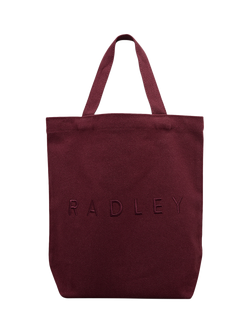 Radley Embroidery Canvas Tote Bag, Dark Cherry, Dark Cherry