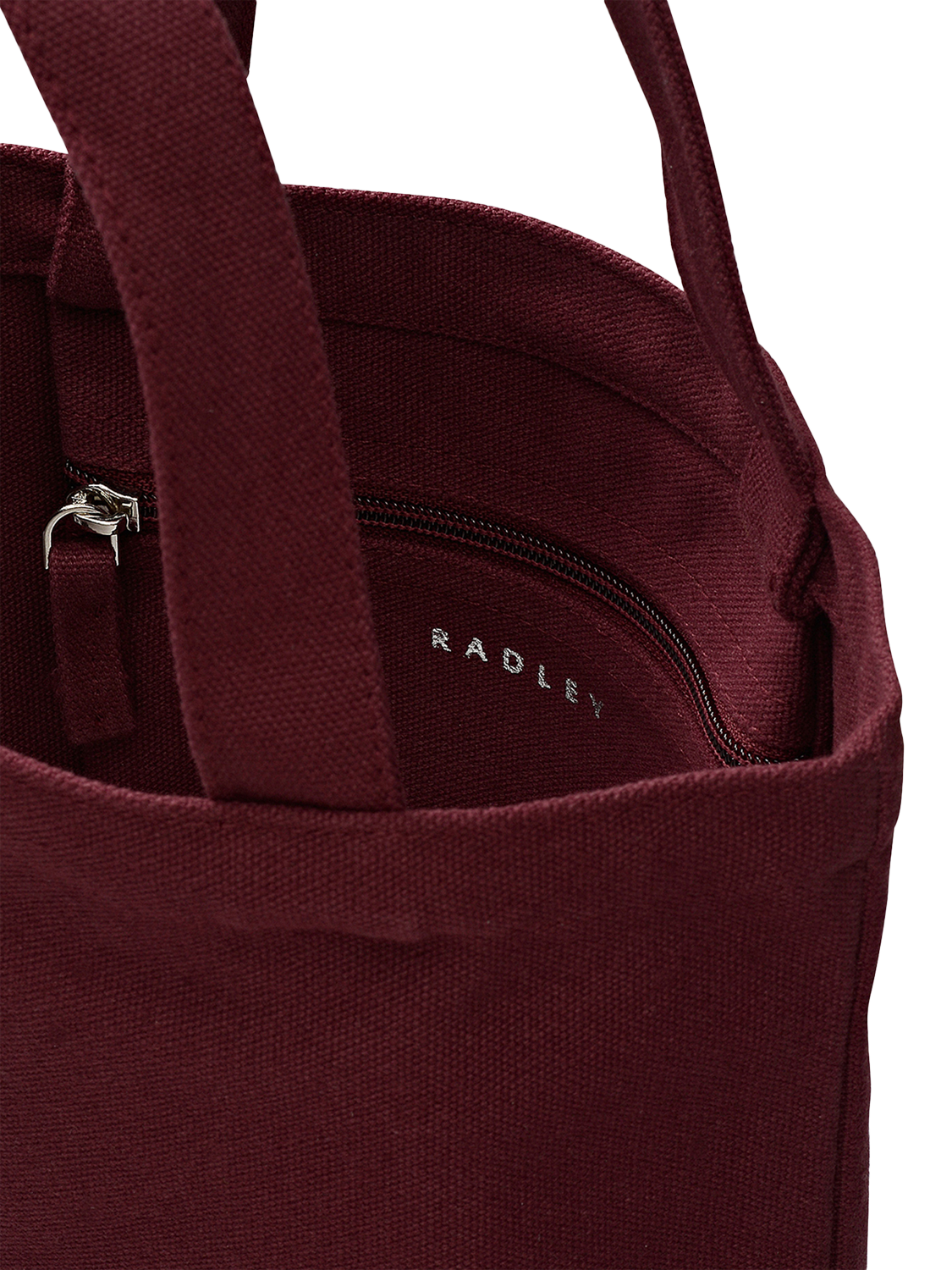 Product image 3 of 4, which shows Radley Embroidery Canvas Tote Bag, Dark Cherry