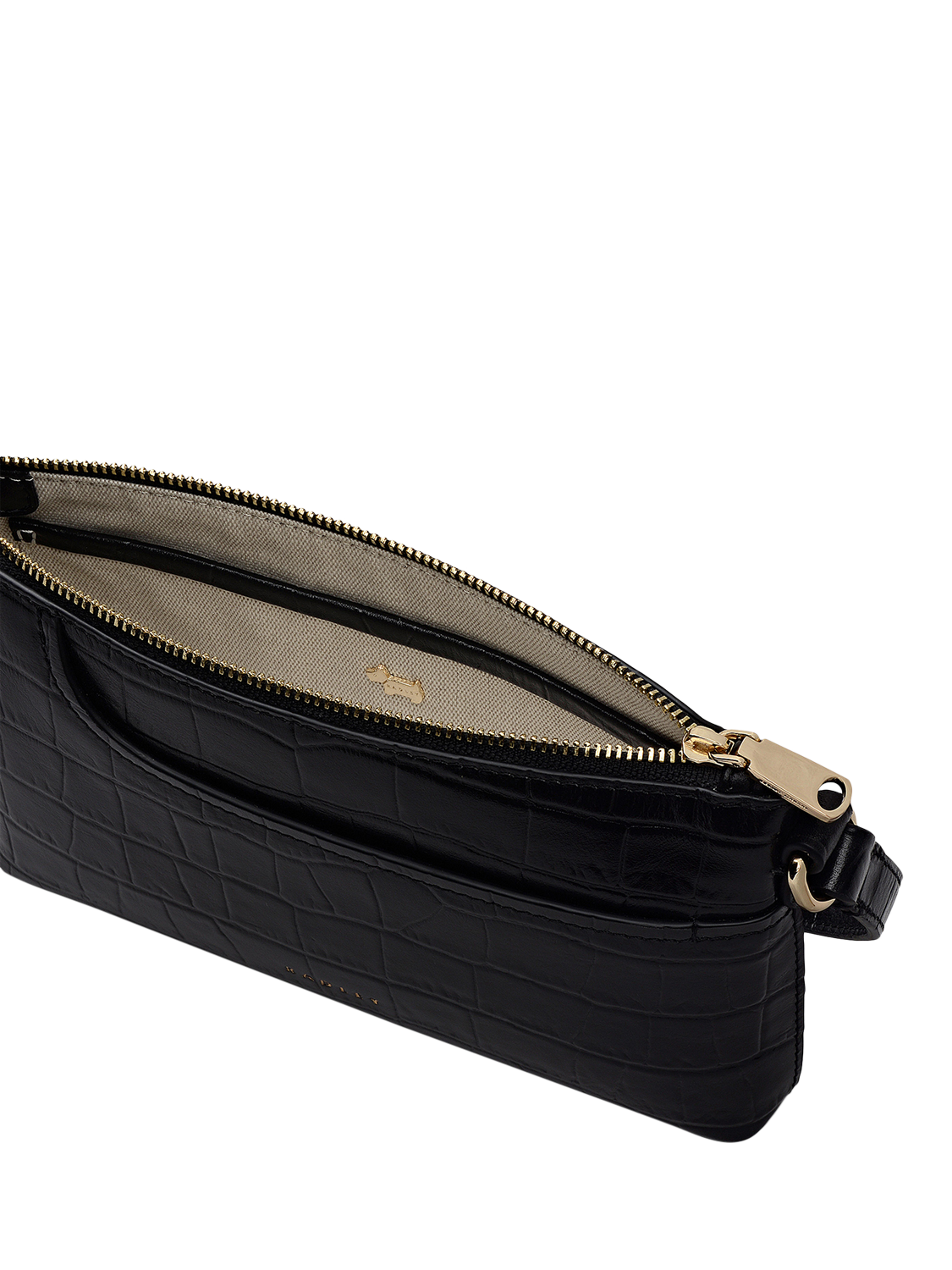 Product image 3 of 5, which shows Radley Pockets Faux Croc Mini Shoulder Bag, Black