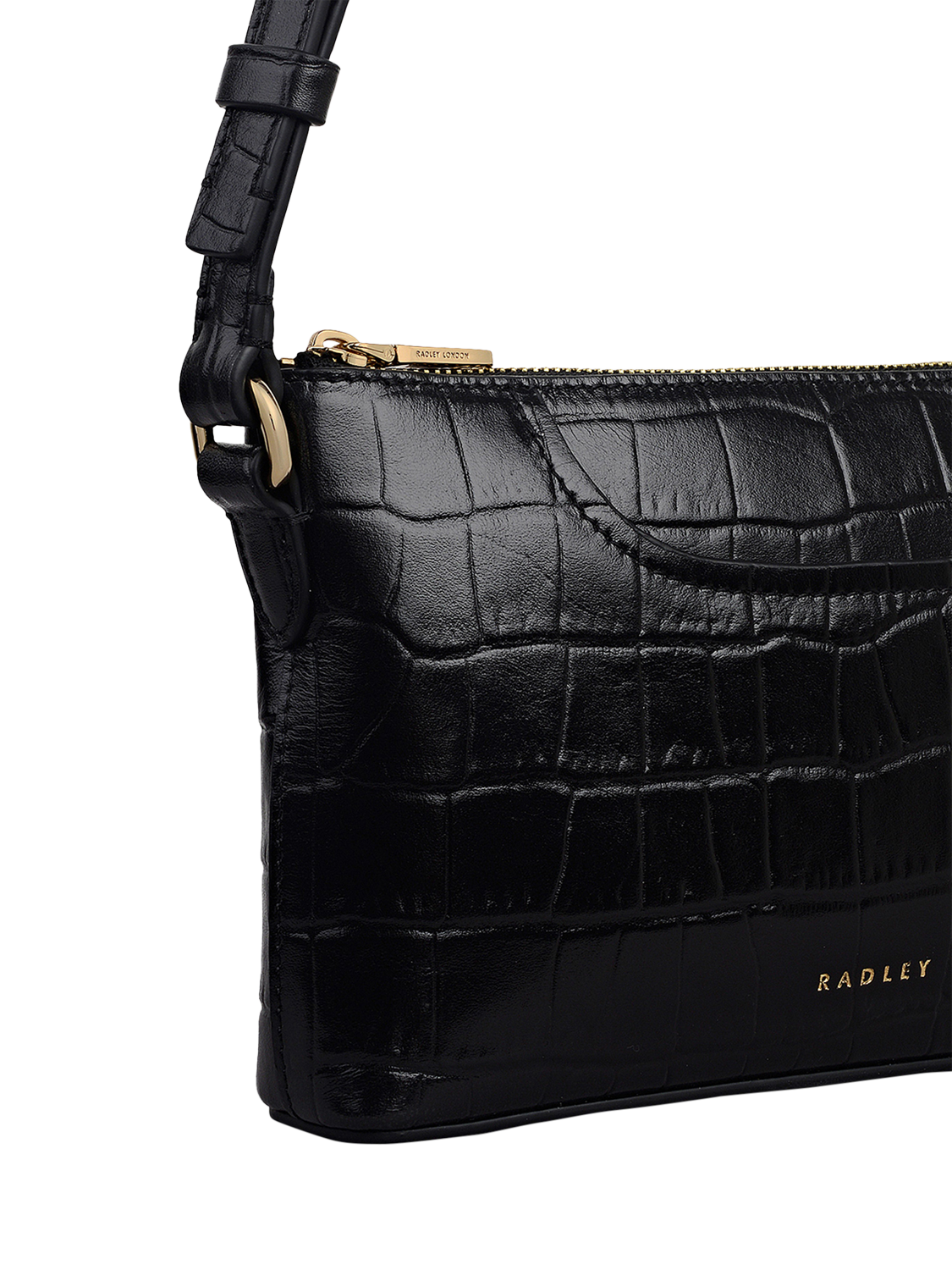 Product image 4 of 5, which shows Radley Pockets Faux Croc Mini Shoulder Bag, Black