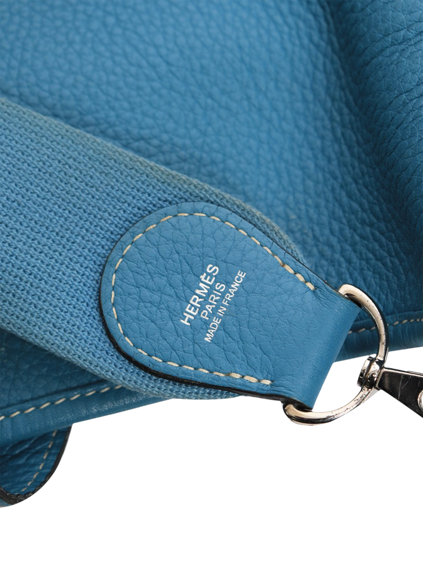 Product image 8 of 9, which shows Pre-loved Hermès Evelyne PM Clemence Leather Shoulder Bag, Blue