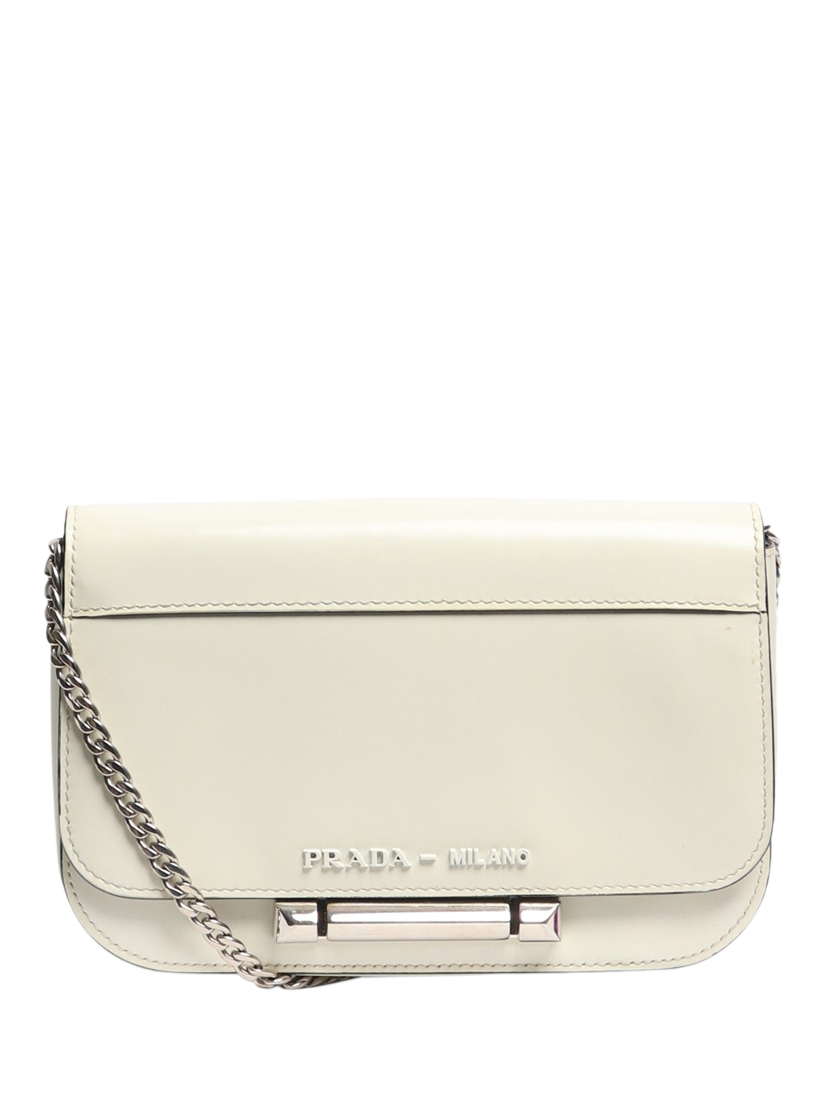 Product image 1 of 8, which shows Pre-loved Prada Sybille Leather Cross Body Bag, White