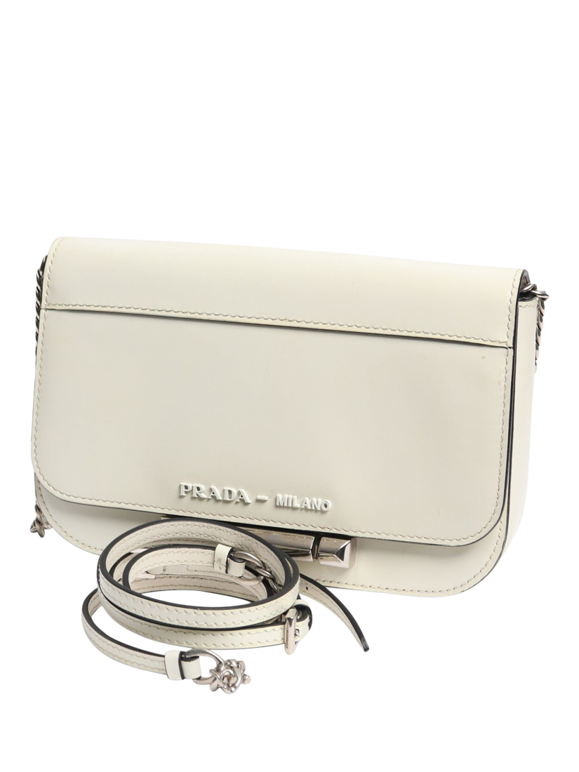 Product image 6 of 8, which shows Pre-loved Prada Sybille Leather Cross Body Bag, White