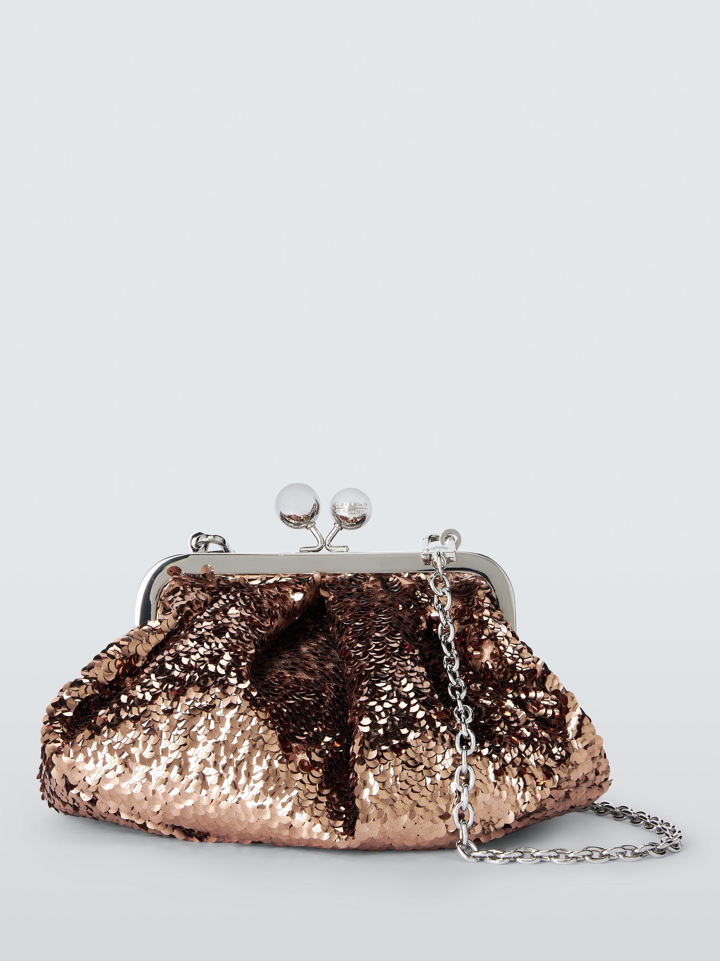 Product image 1 of 4, which shows Weekend MaxMara Targa Sequin Crossbody Bag, Pink