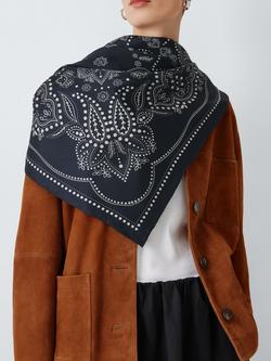 Weekend MaxMara Onesto Paisley Pure Silk Scarf, Midnightblue, Midnightblue