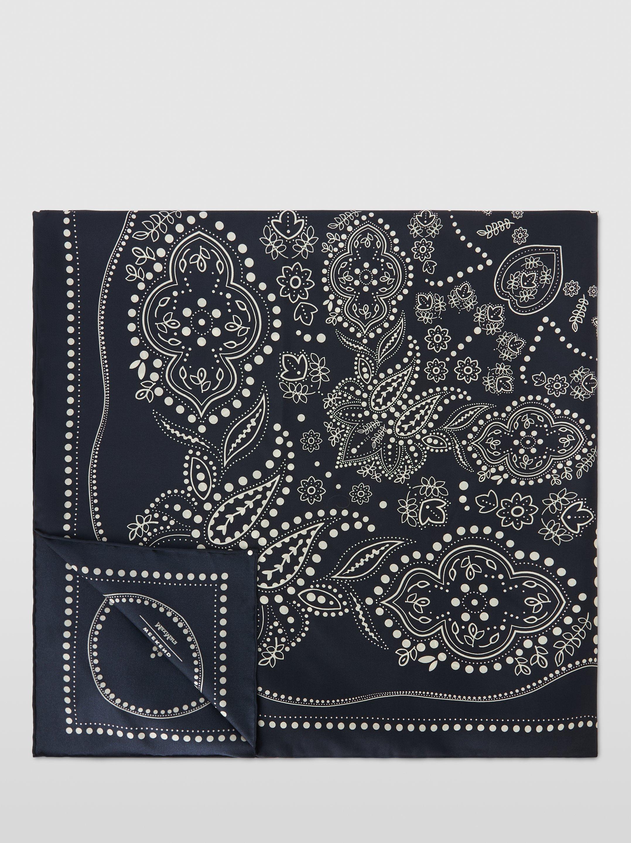 Product image 1 of 3, which shows Weekend MaxMara Onesto Paisley Pure Silk Scarf, Midnightblue