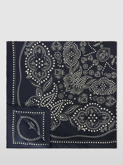 Weekend MaxMara Onesto Paisley Pure Silk Scarf, Midnightblue - view 2, Midnightblue