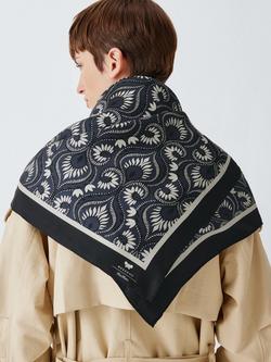 Weekend MaxMara Onesto Geometric Floral Pure Silk Scarf, Navy, Navy