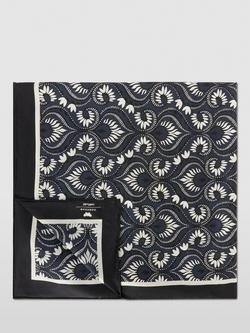 Weekend MaxMara Onesto Geometric Floral Pure Silk Scarf, Navy - view 2, Navy