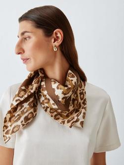 Weekend MaxMara Onesto Leopard Print Pure Silk Scarf, Brown Multi, Brown Multi