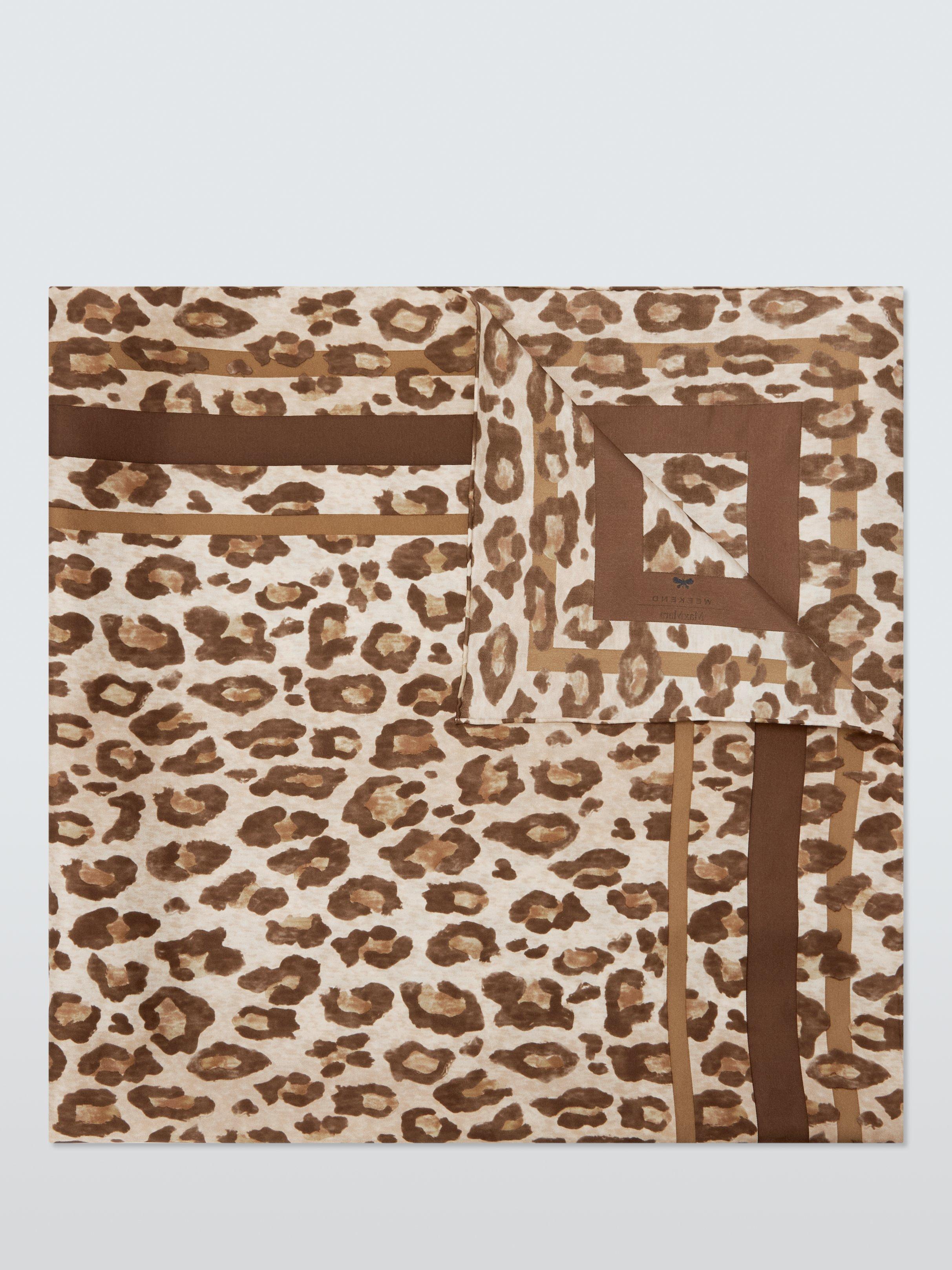 Product image 2 of 3, which shows Weekend MaxMara Onesto Leopard Print Pure Silk Scarf, Brown Multi