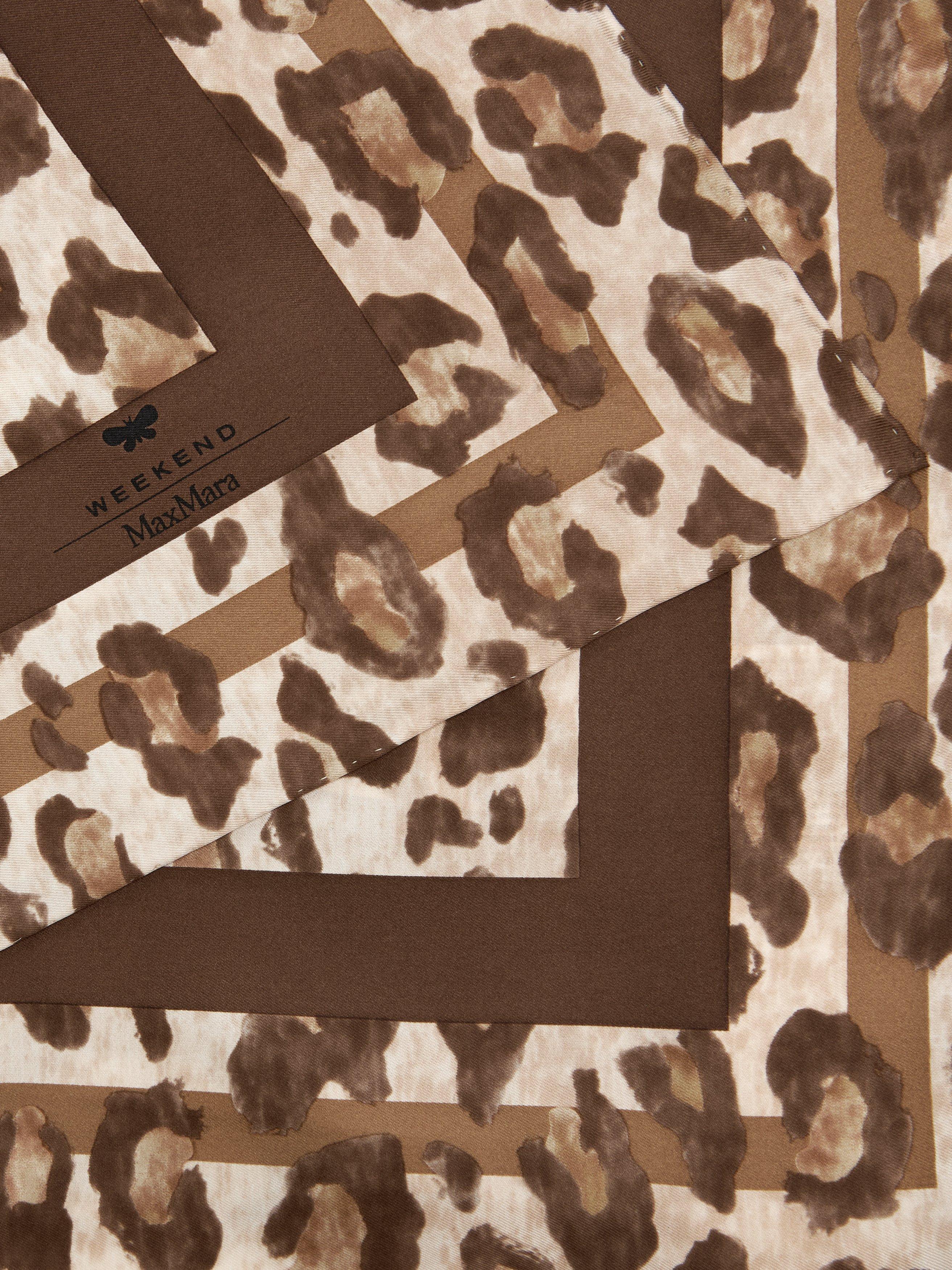Product image 3 of 3, which shows Weekend MaxMara Onesto Leopard Print Pure Silk Scarf, Brown Multi